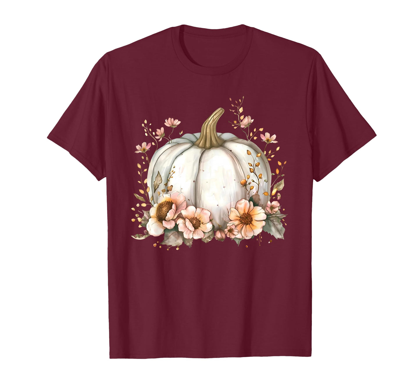 Wildflower Pumpkin Season Autumn Fall Leaves Thanksgiving T-Shirt