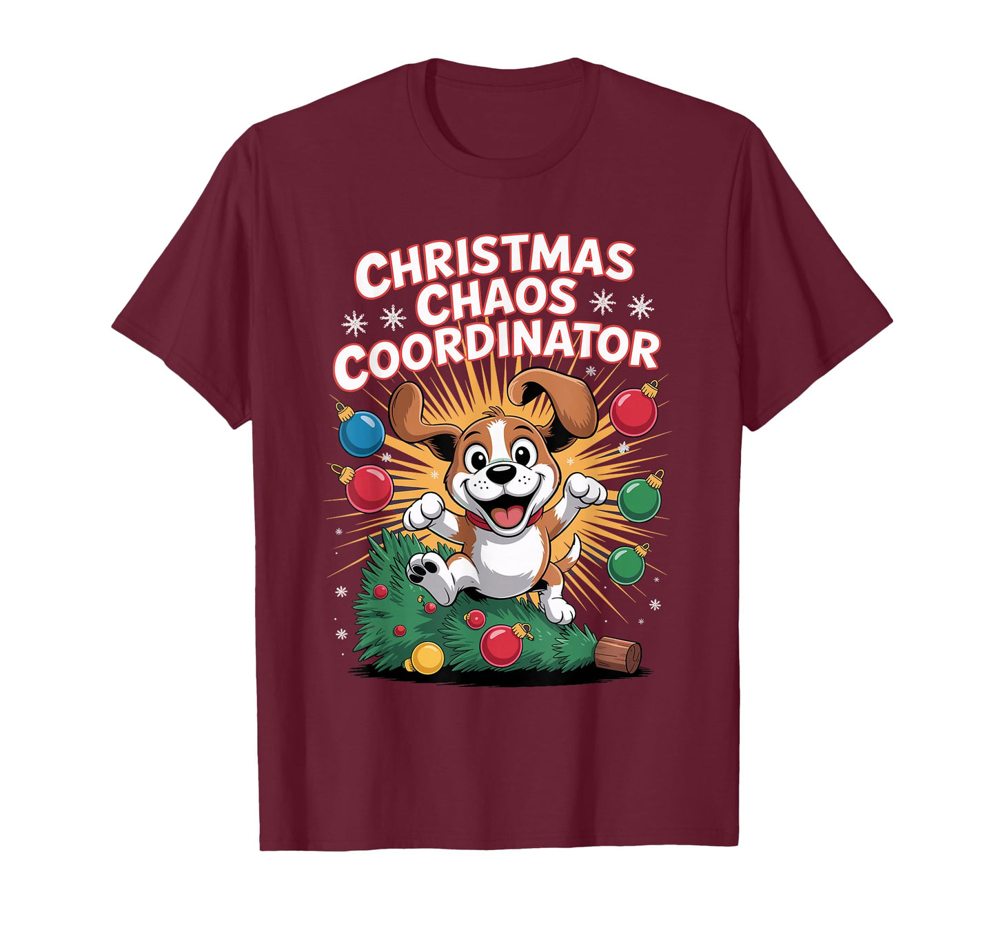 Christmas Chaos Coordinator Xmas Puppy Dog Funny Beagle T-Shirt