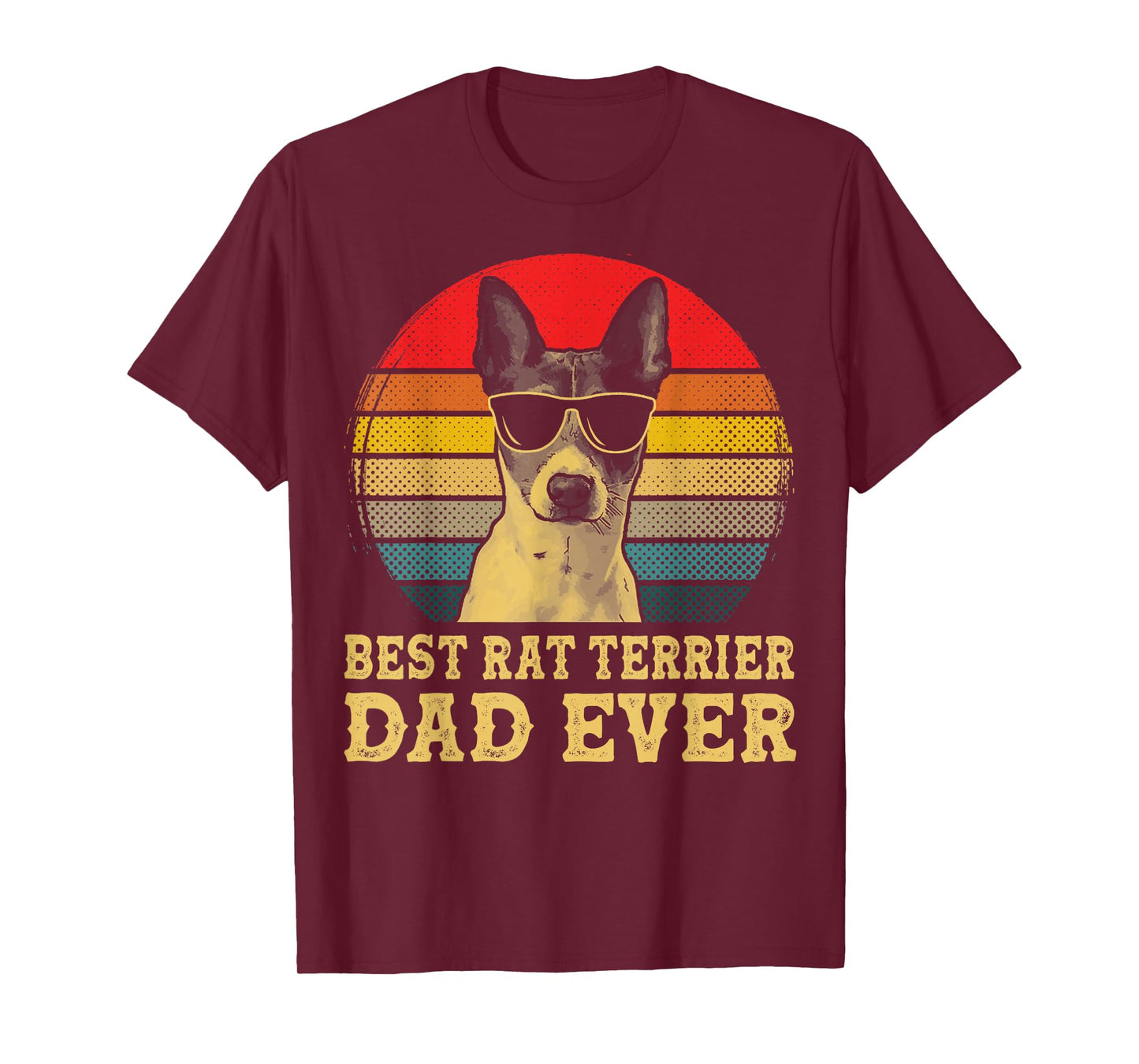 Best Rat Terrier Dad Ever Dog Lovers Retro Vintage T-Shirt