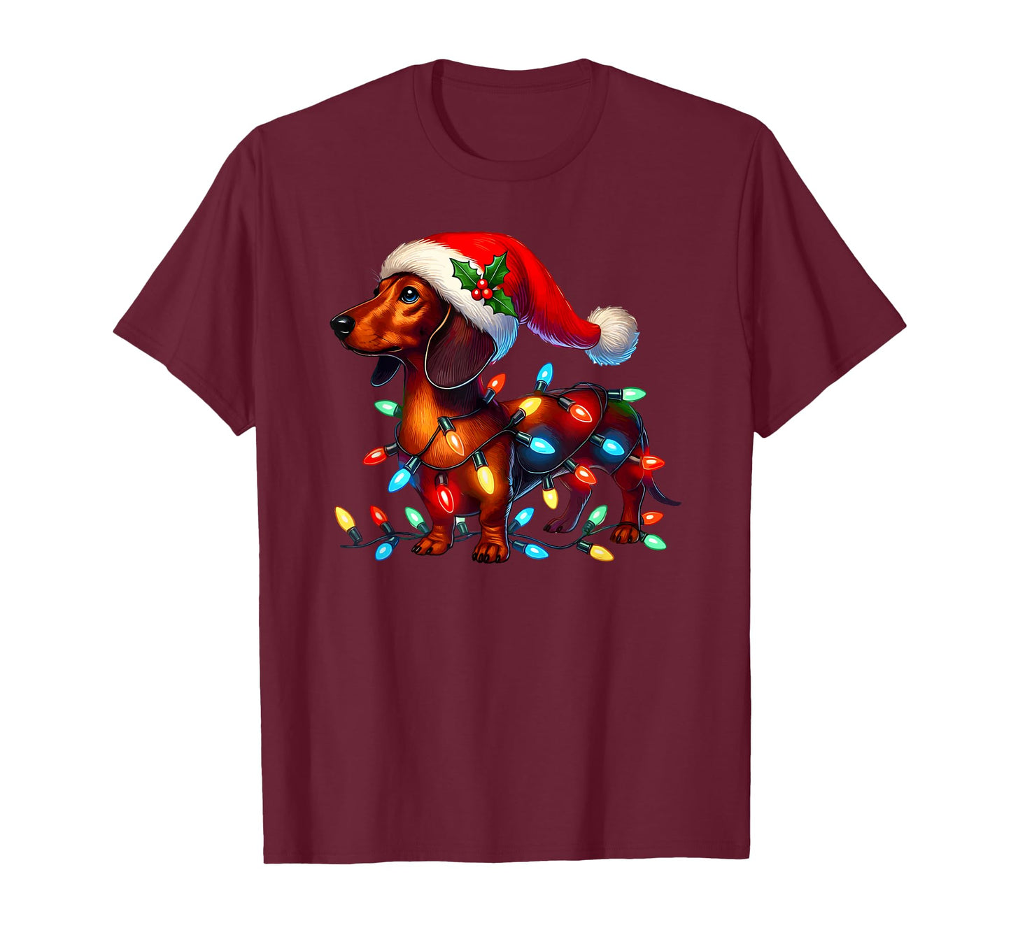 Dachshund weiner weener wiener dog funny christmas lights T-Shirt