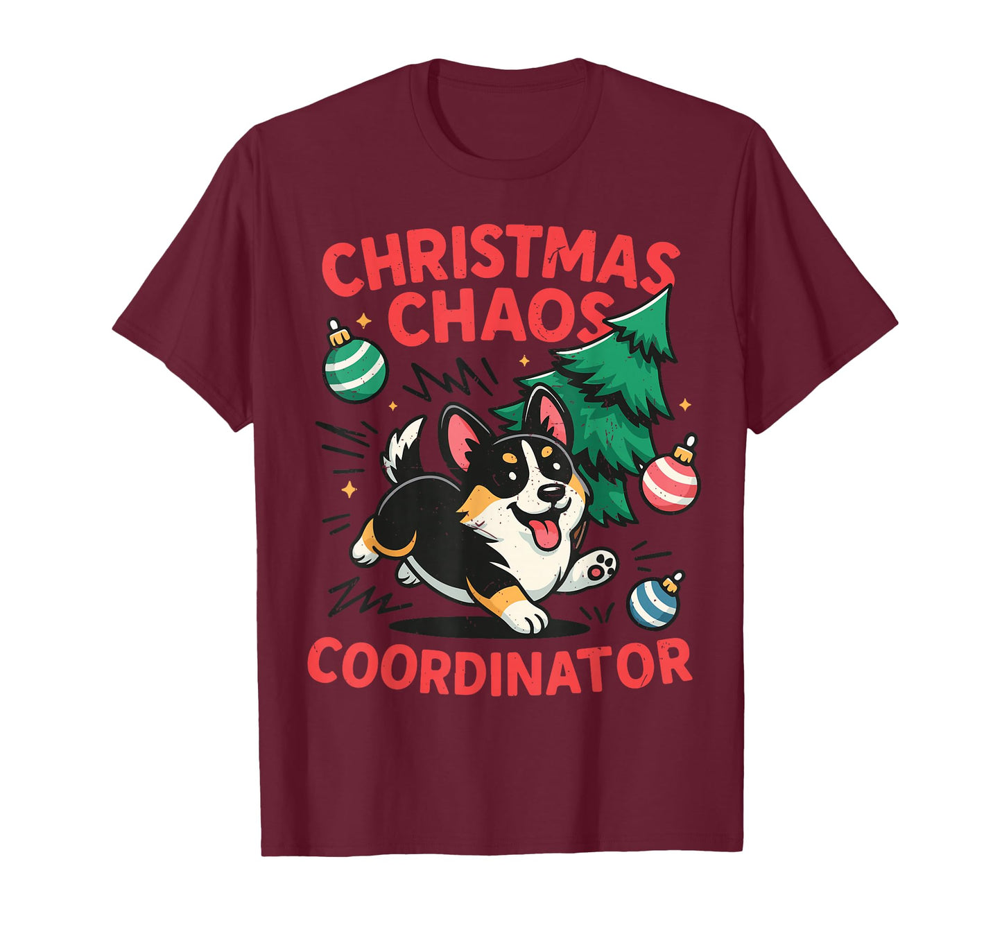 Funny Christmas Chaos Tri Color Corgi Pajama Costume Toddler T-Shirt