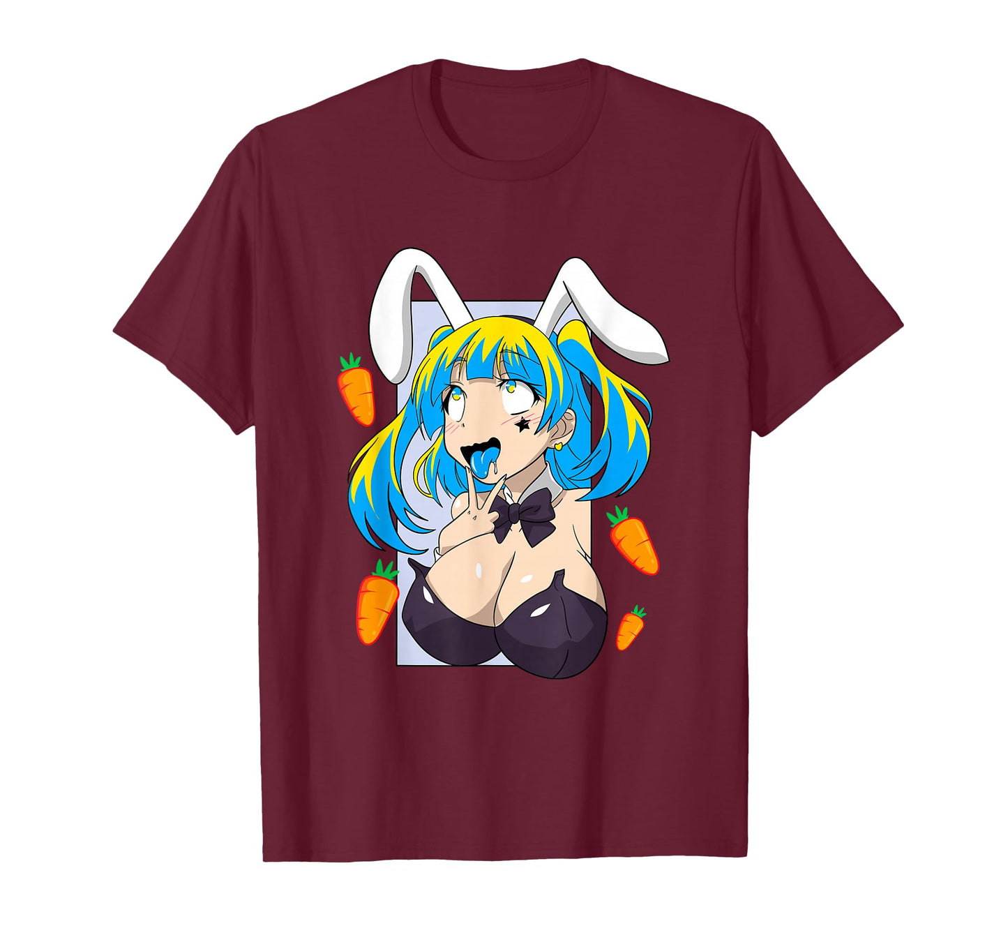 Ahegao Shirt Anime face Rabbit Cosplay Lewd tees T-Shirt