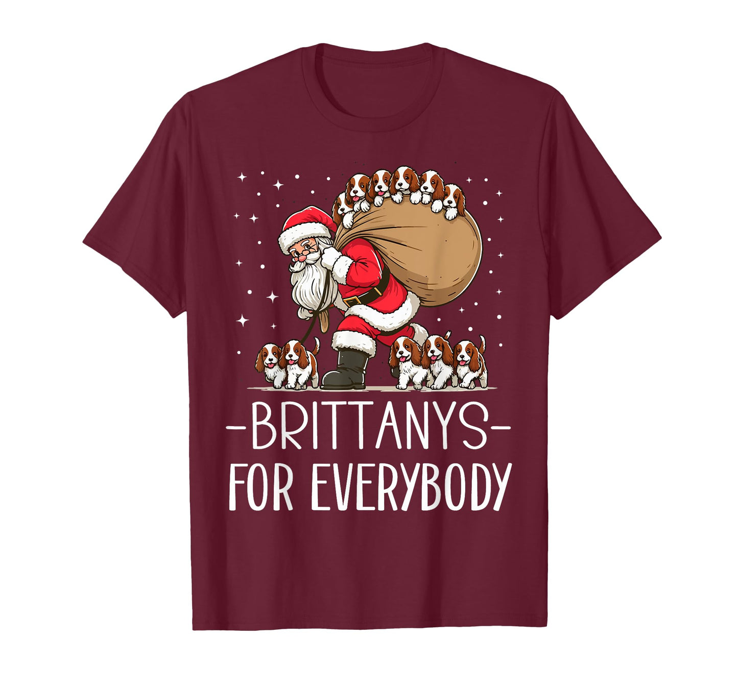 Brittany Spaniel Mom Dad Funny Brittany Dog Christmas Xmas Men Women Kids T-Shirt