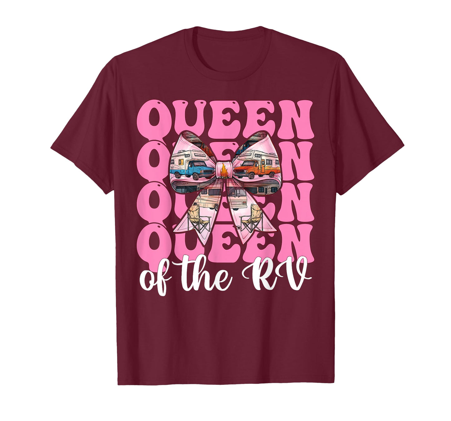 Queen of The Rv Camping Camper Motorhome Girl Mom Coquette T-Shirt