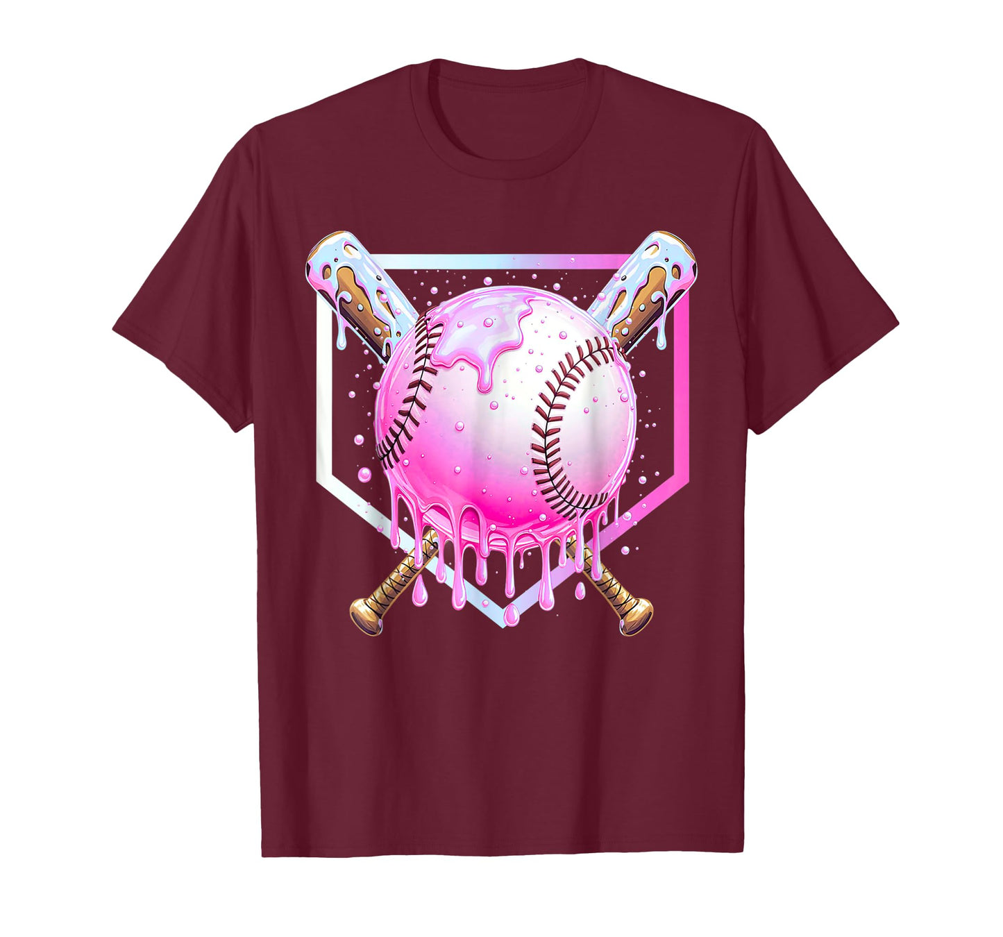 Baseball Home Plate Dripping Ice Cream Drip Youth Boys T-Shirt