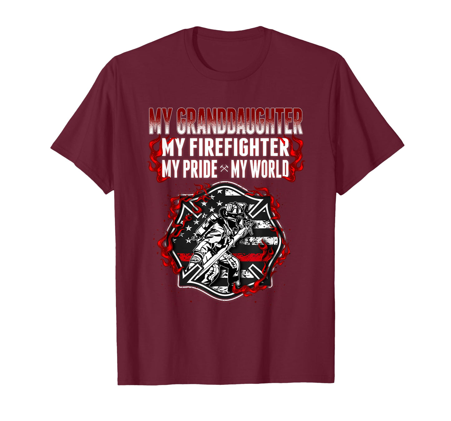 My Granddaughter Is Firefighter Hero Proud Fire Grandparent T-Shirt