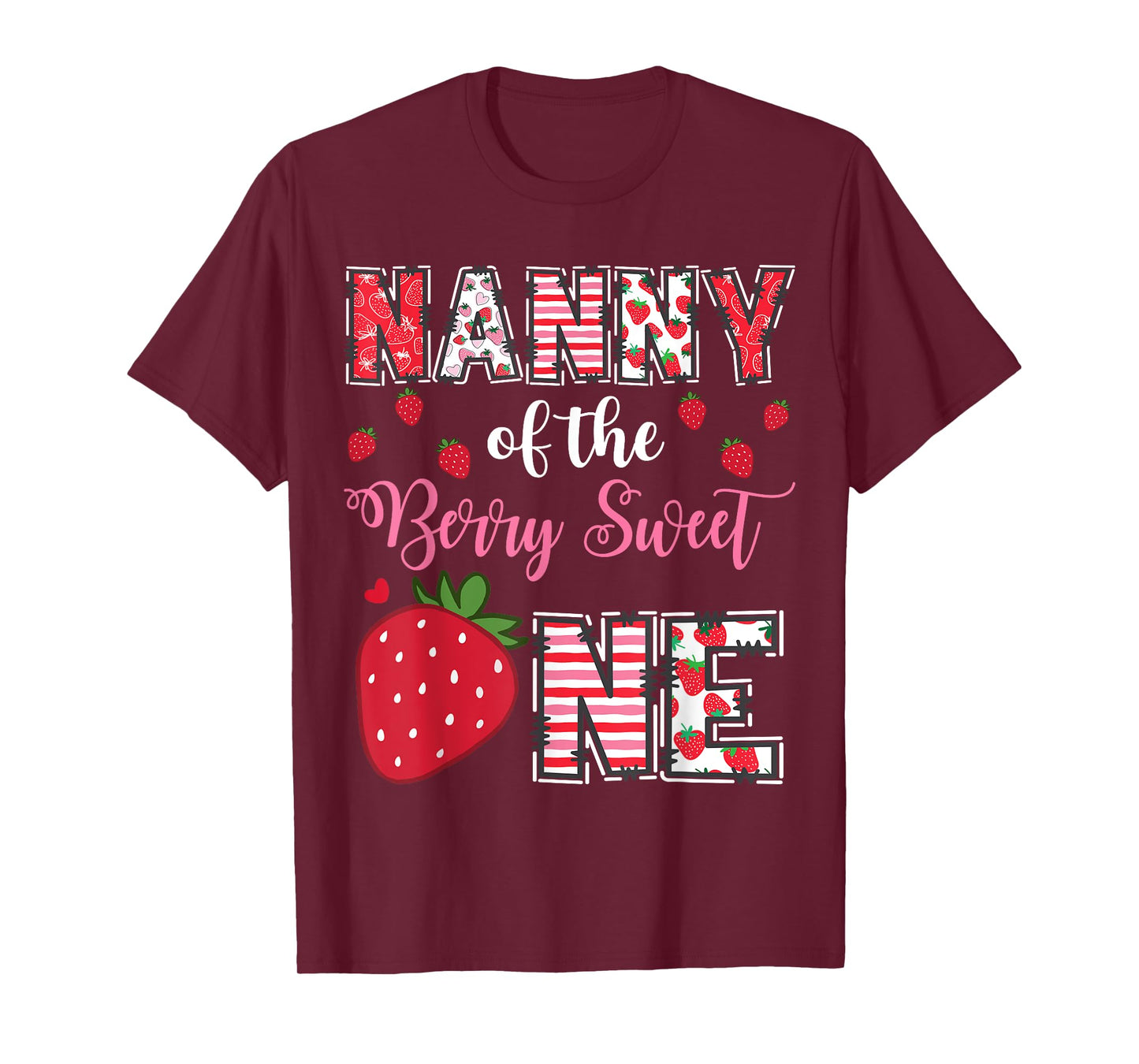 Nanny Of The Berry Sweet One Strawberry Birthday Girl T-Shirt