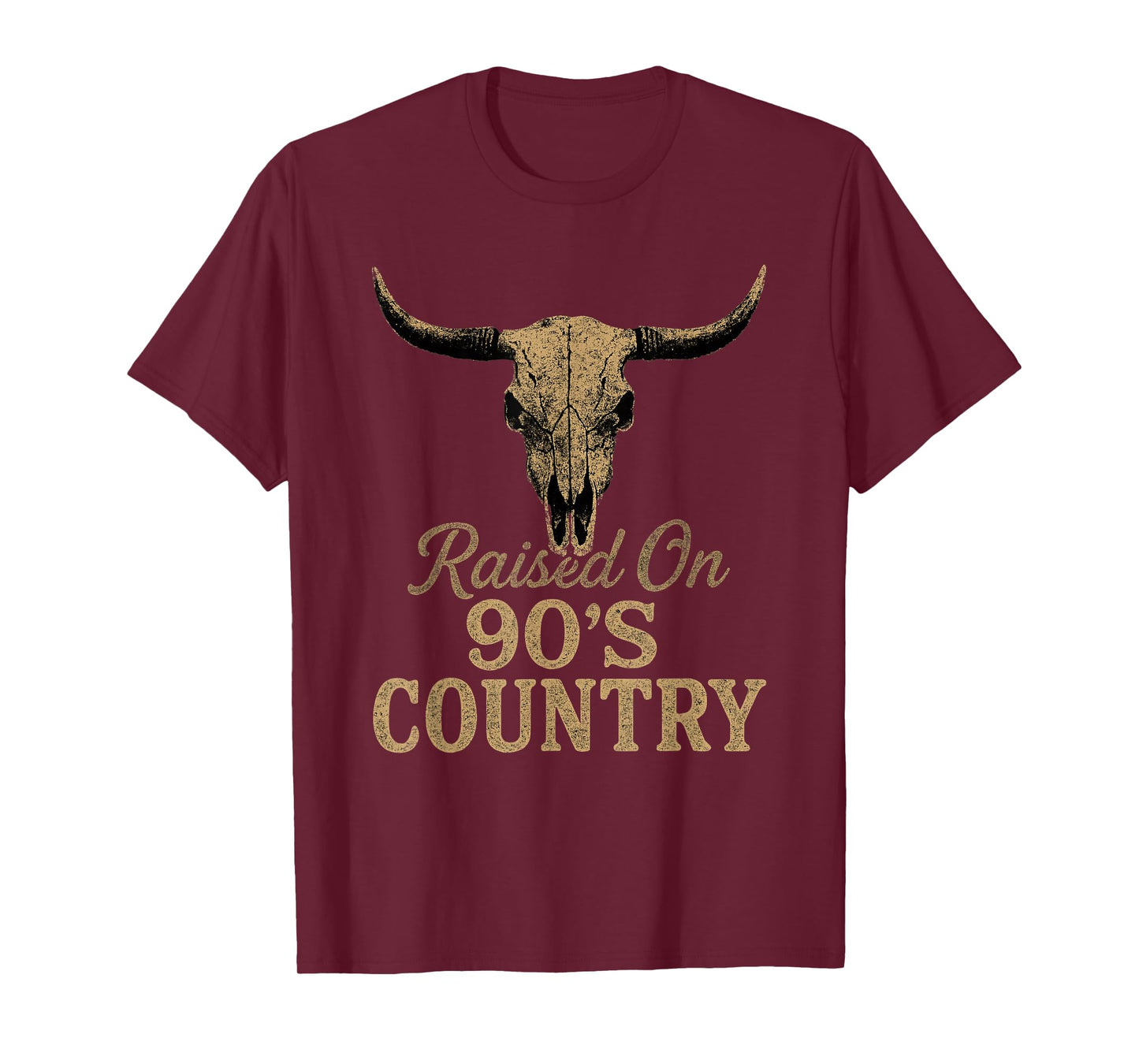Vintage Western Bull Skull Raised On 90's Country T-Shirt