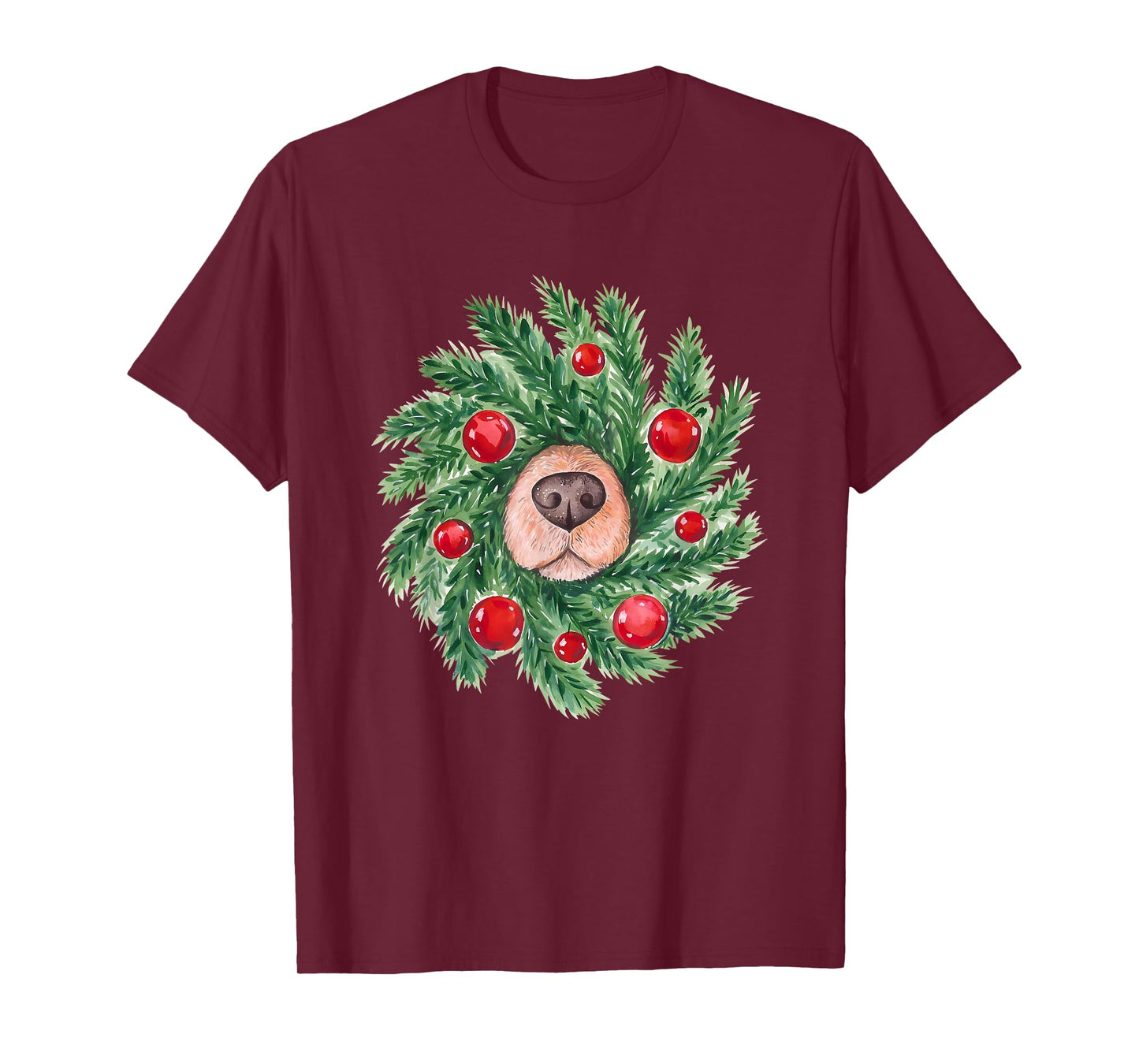 Cute Dog Nose Christmas Wreath Christmas Dog Mom Dog Lover T-Shirt