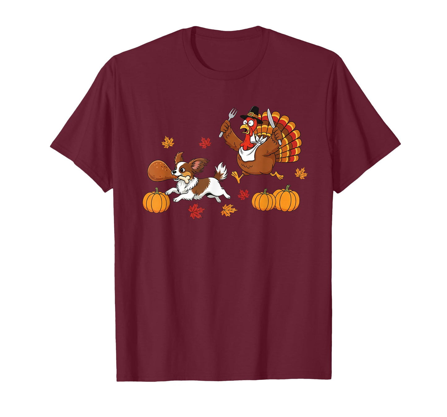Funny Papillon Turkey Autumn Thanksgiving Womens Mens Kids T-Shirt