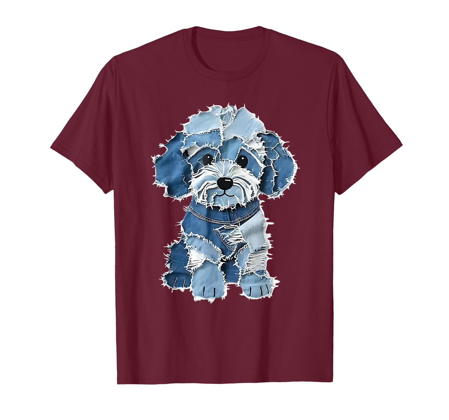 Retro Denim Dog Patch, Funny Shabby Blue Jean Puppy Women T-Shirt
