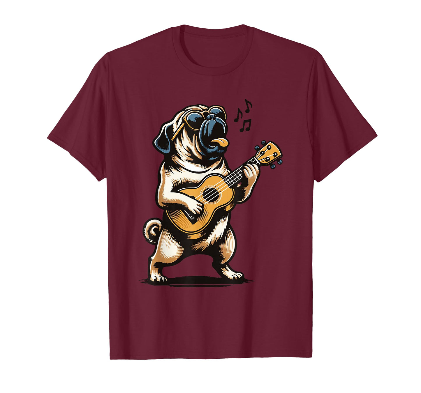 Dog Playing Guitar Singing Pug Funny Pugfather T-Shirt