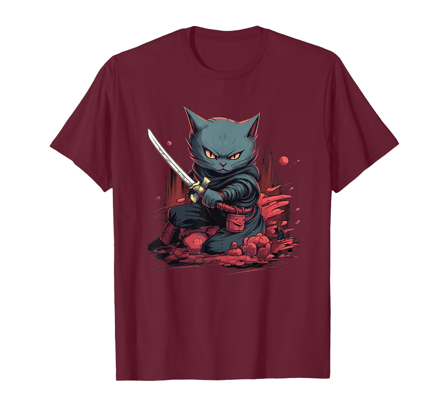 Vintage Japanese Samurai Ninja Cat Tattoo Kawaii T-Shirt