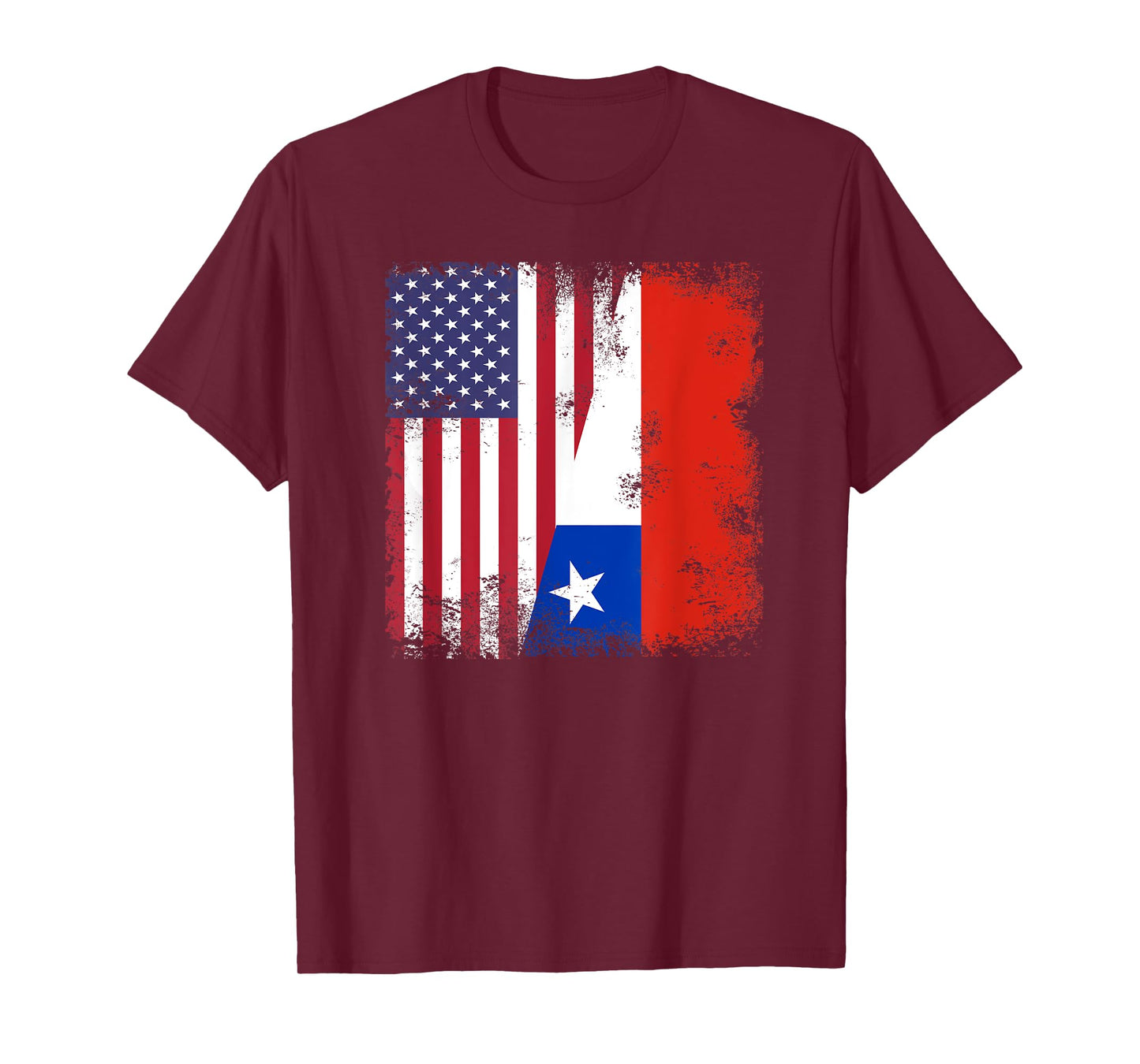 Half Chilean Flag T-Shirt | Vintage Chile USA Gift T-Shirt