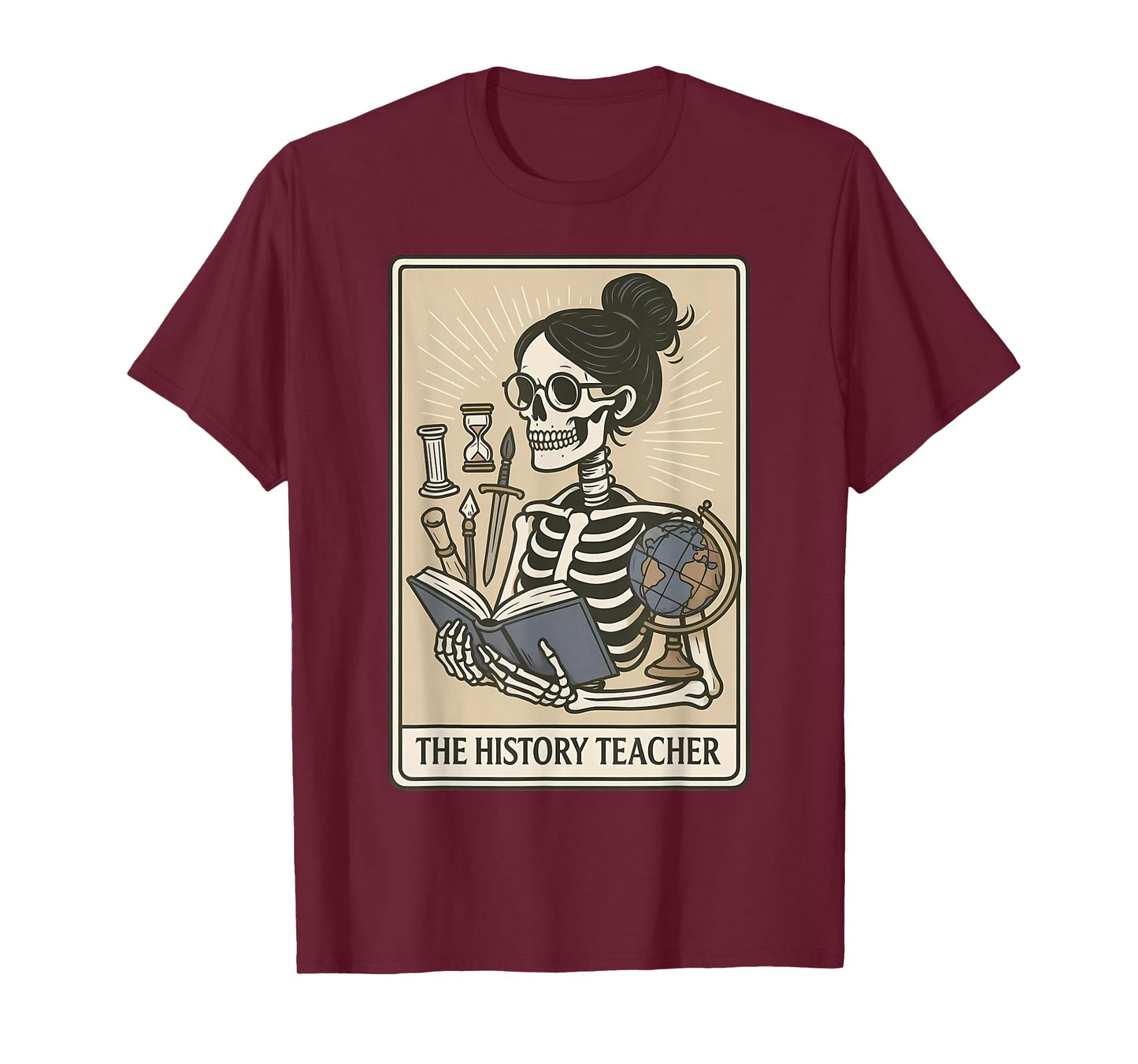 History Teacher Skeleton Tarot Card Social Studies Teaching T-Shirt