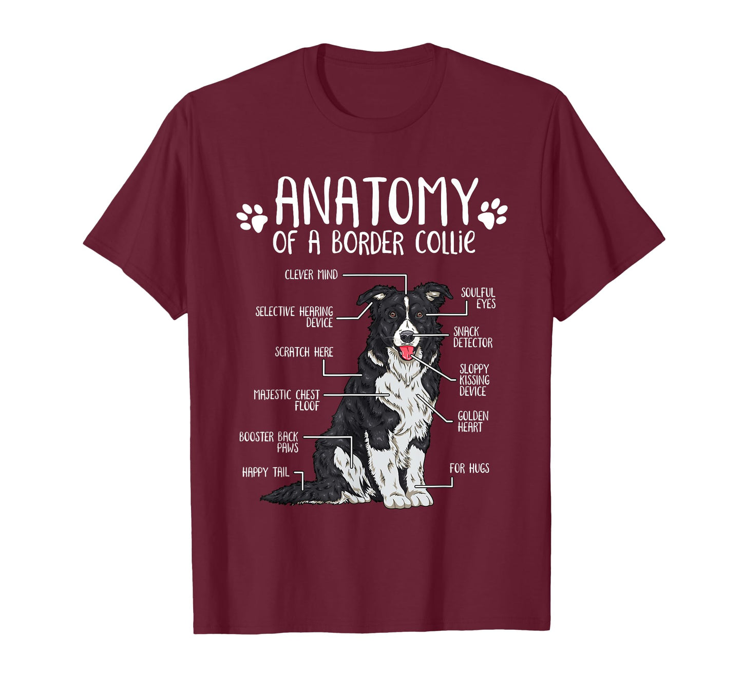 Funny Anatomy Border Collie Dog Lover T-Shirt Small