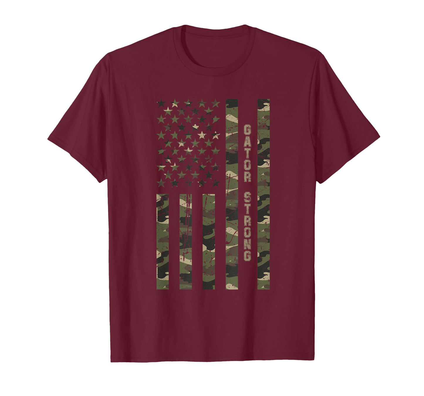 Gator Strong United States Distressed Camo w US Flag T-Shirt