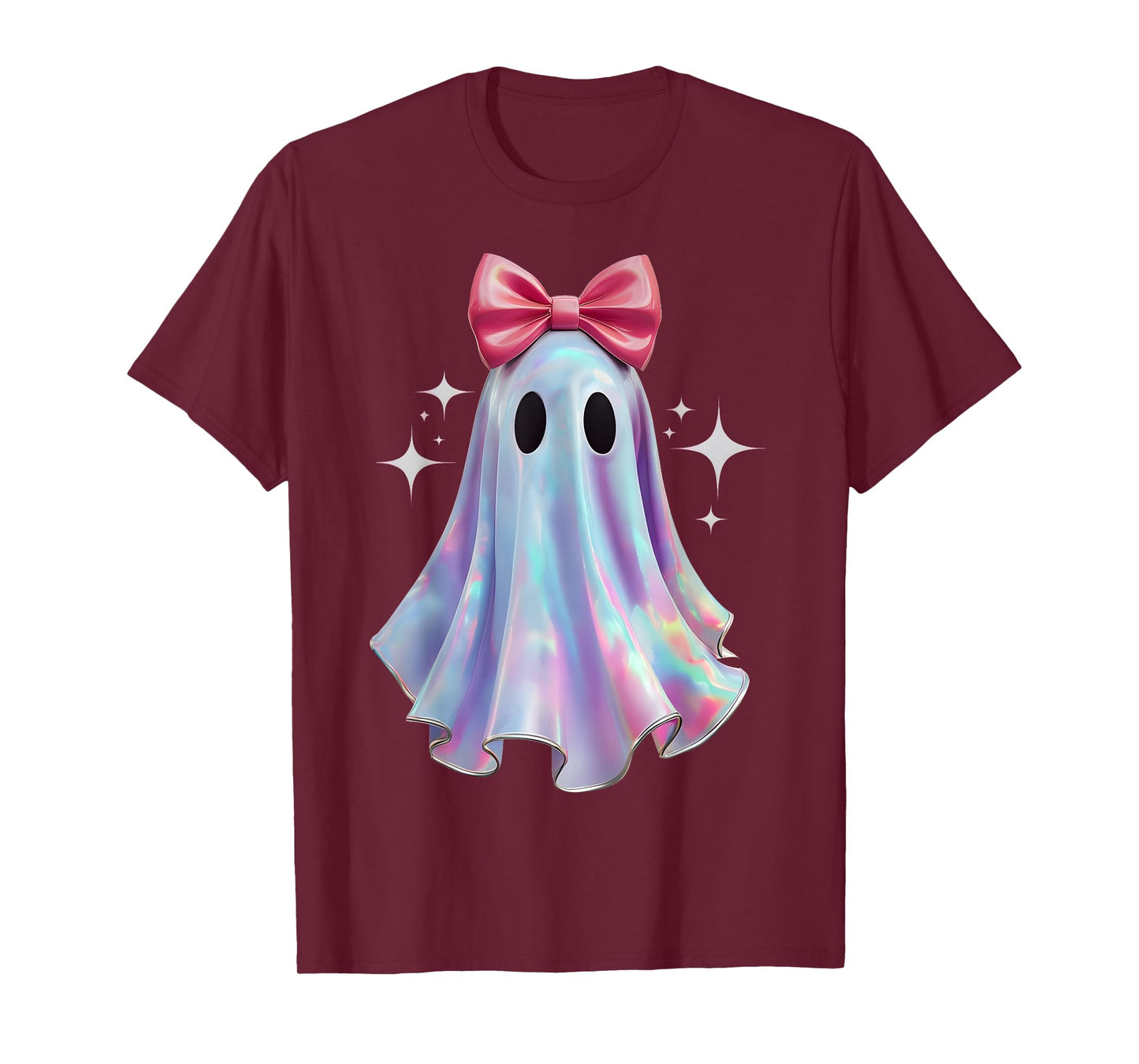 Pastel Galaxy Ghost Halloween Girl Kids Ghost Coquette Bow T-Shirt