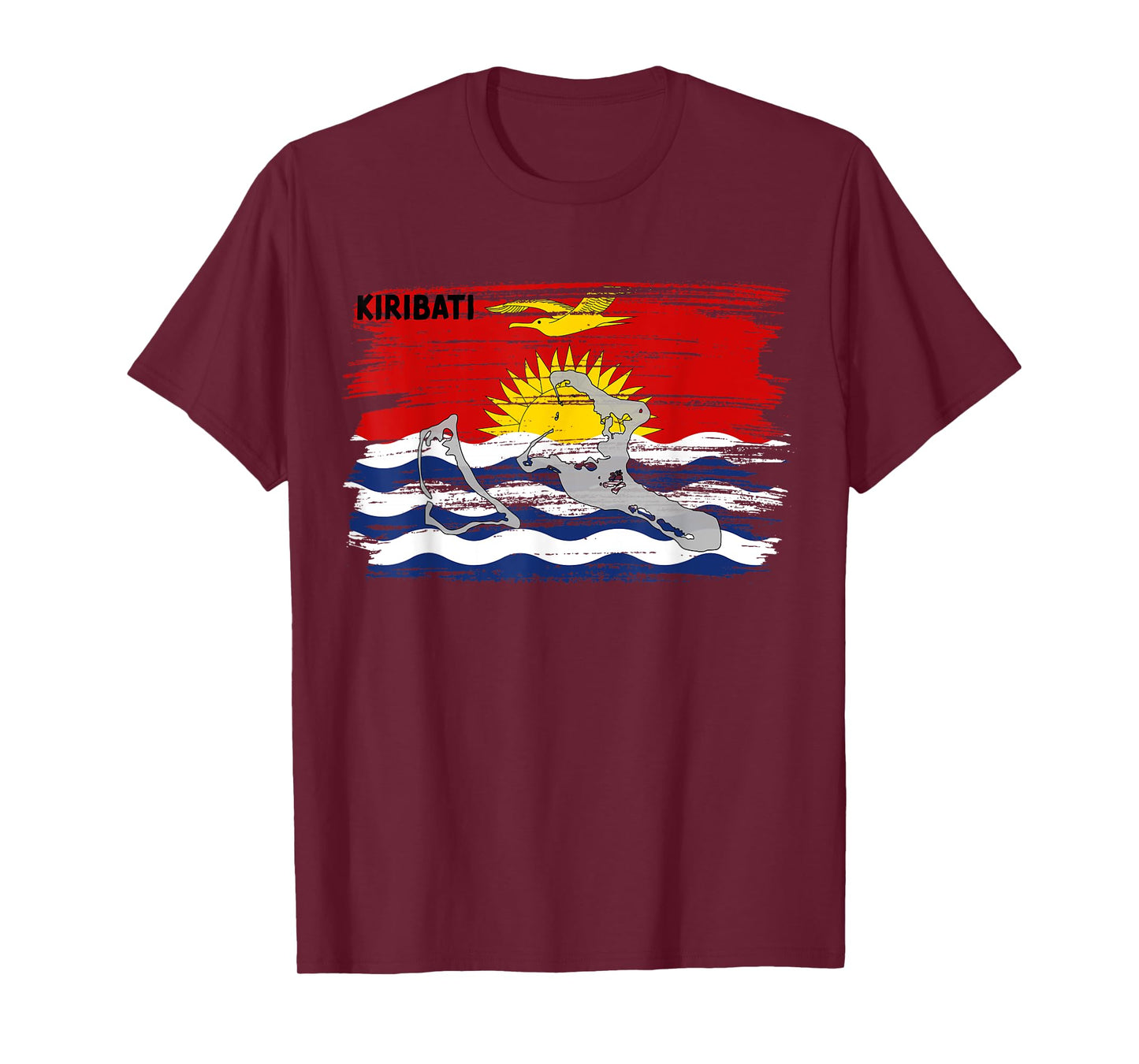 Kiribatian flag drawing with brush, sketch of Kiribati map T-Shirt