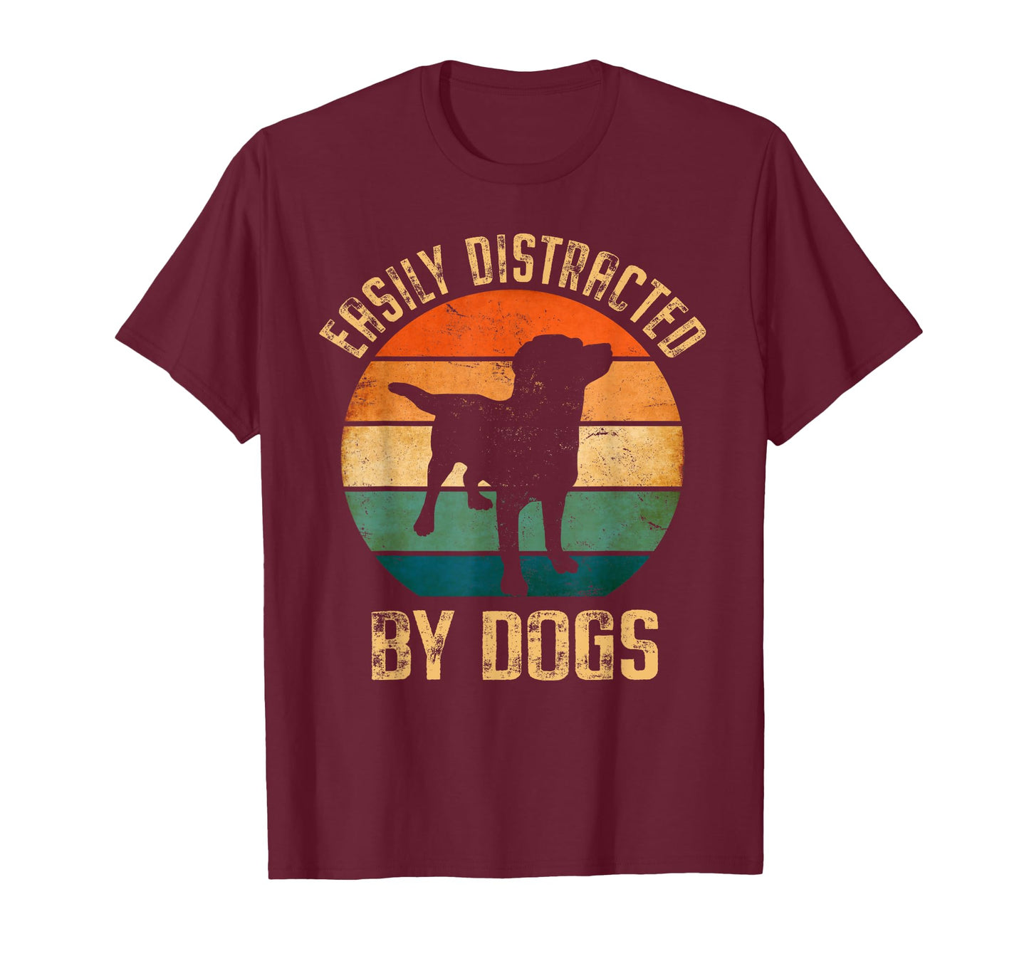 Easily Distracted By Dogs Vintage Retro Pet Dog Lover T-Shirt