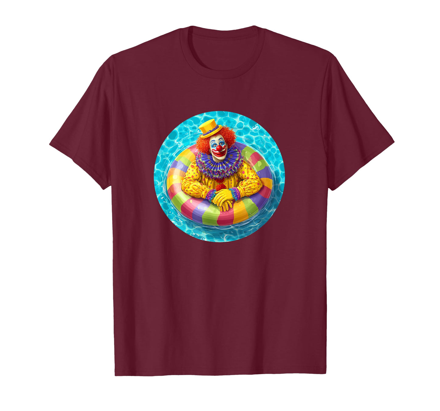 Funny Vacation Clown with Pool Ring for Holiday Lovers T-Shirt