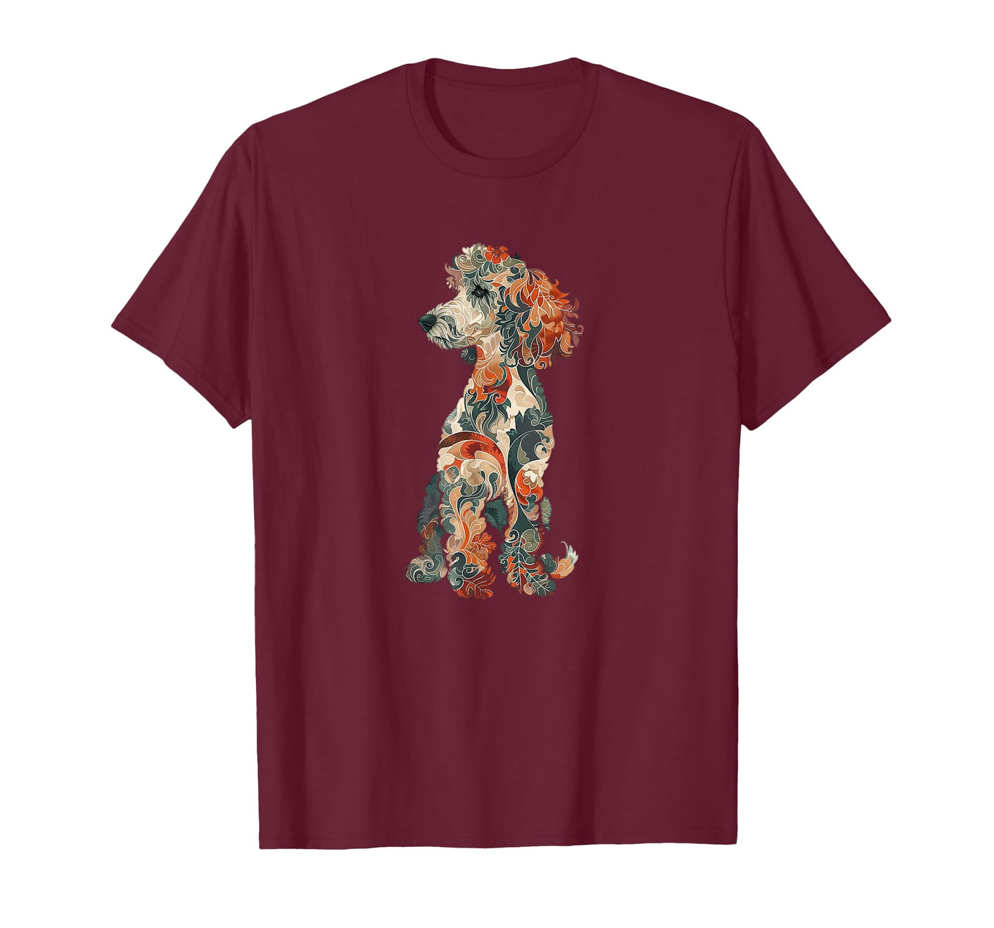 Womens & Girls Multicolored Cute Folk Art Poodle Lover T-Shirt