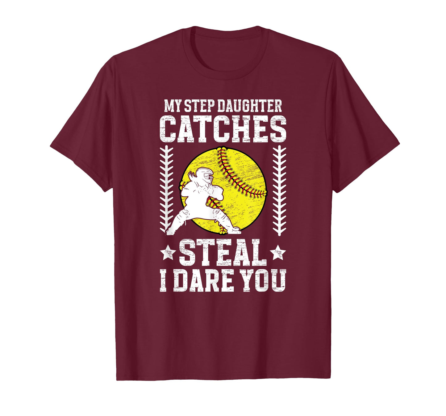 Funny Softball Catcher Step-Dad Softball Catcher Stepfather T-Shirt