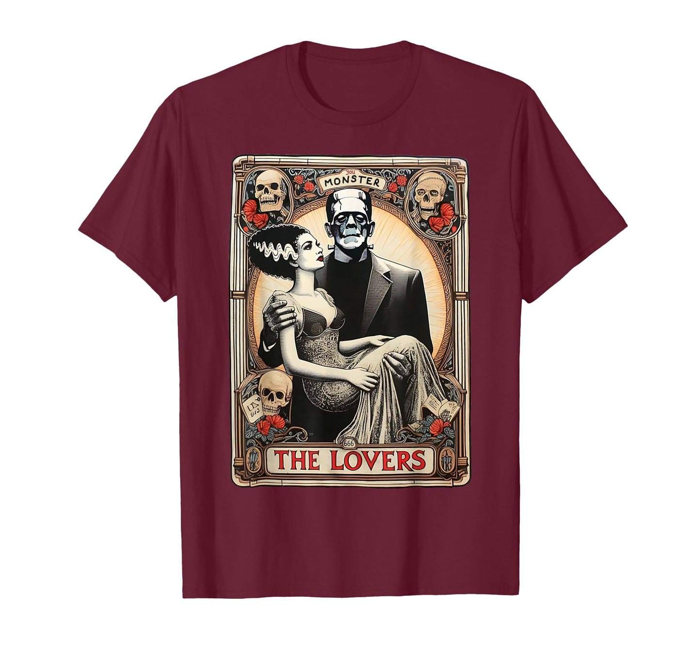 The Monster Frankenstein And Bride The Lovers Tarot Card T-Shirt