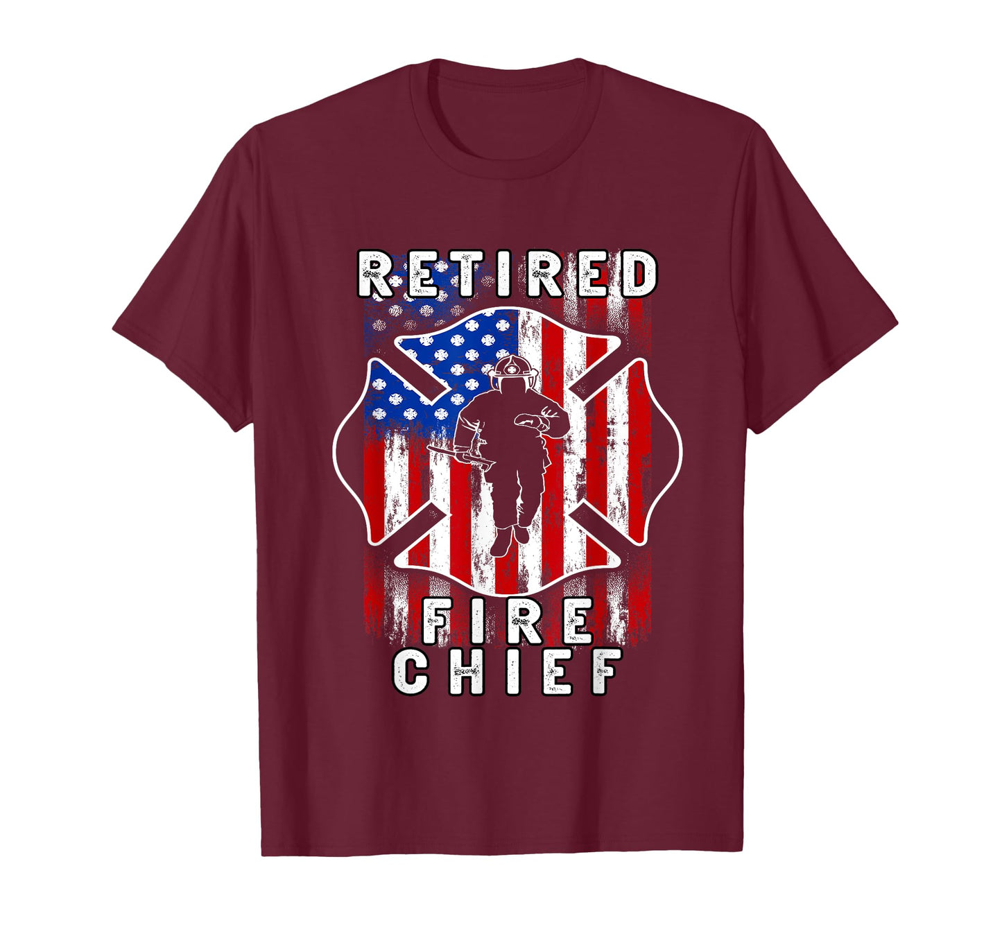USA flag Retired Fire Chief Firefighter Rank Retirement T-Shirt
