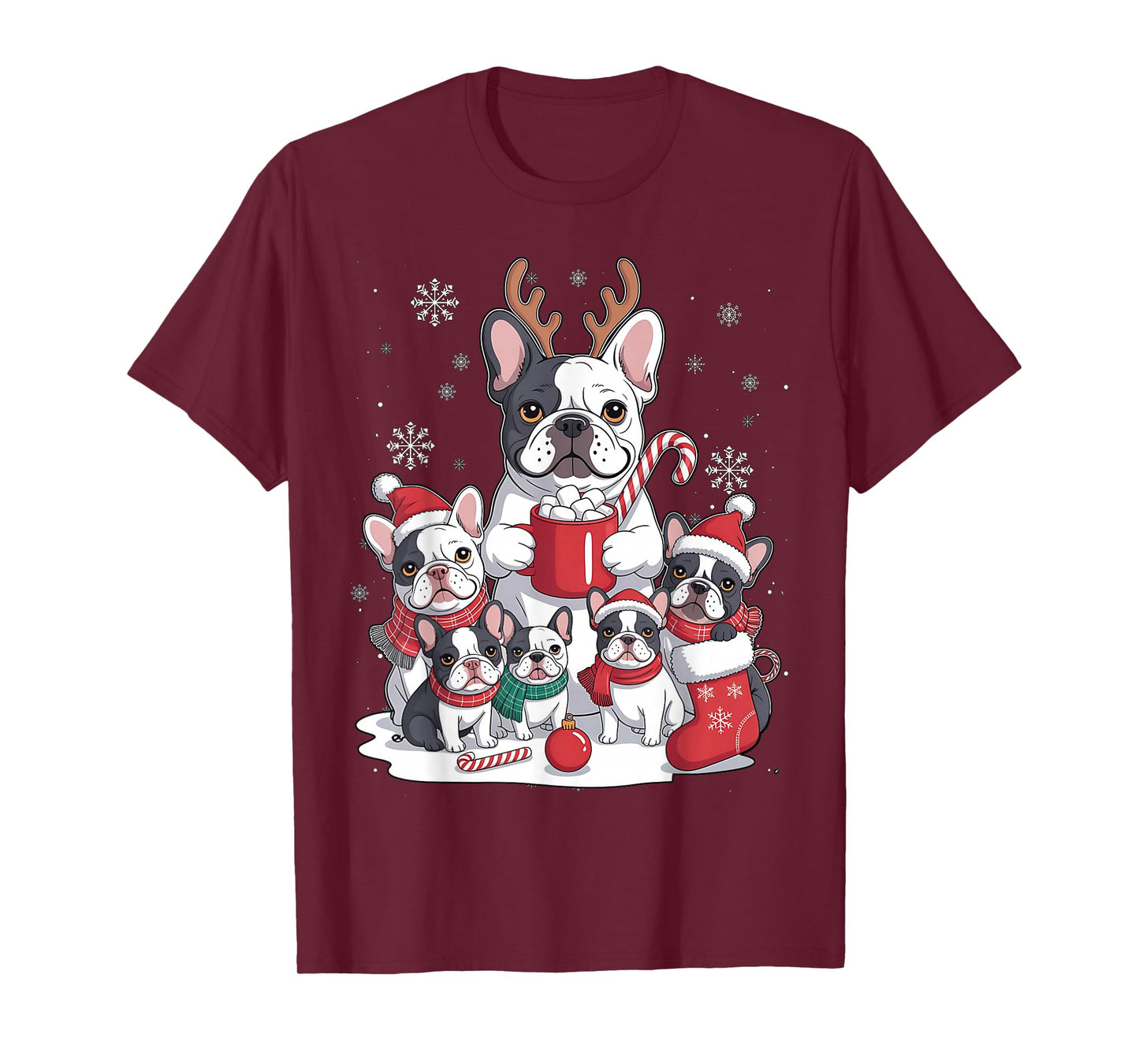 Funny Santa French Bulldog Dogs Christmas Xmas for Women Men T-Shirt