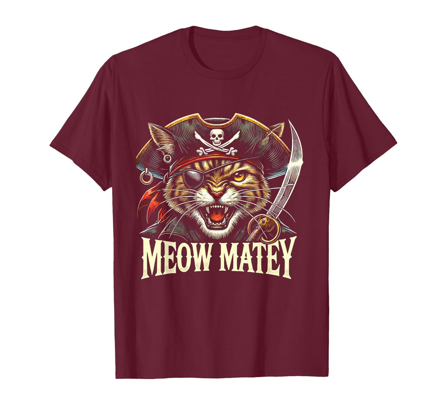 Meow Matey Pirate Cat Halloween T-Shirt
