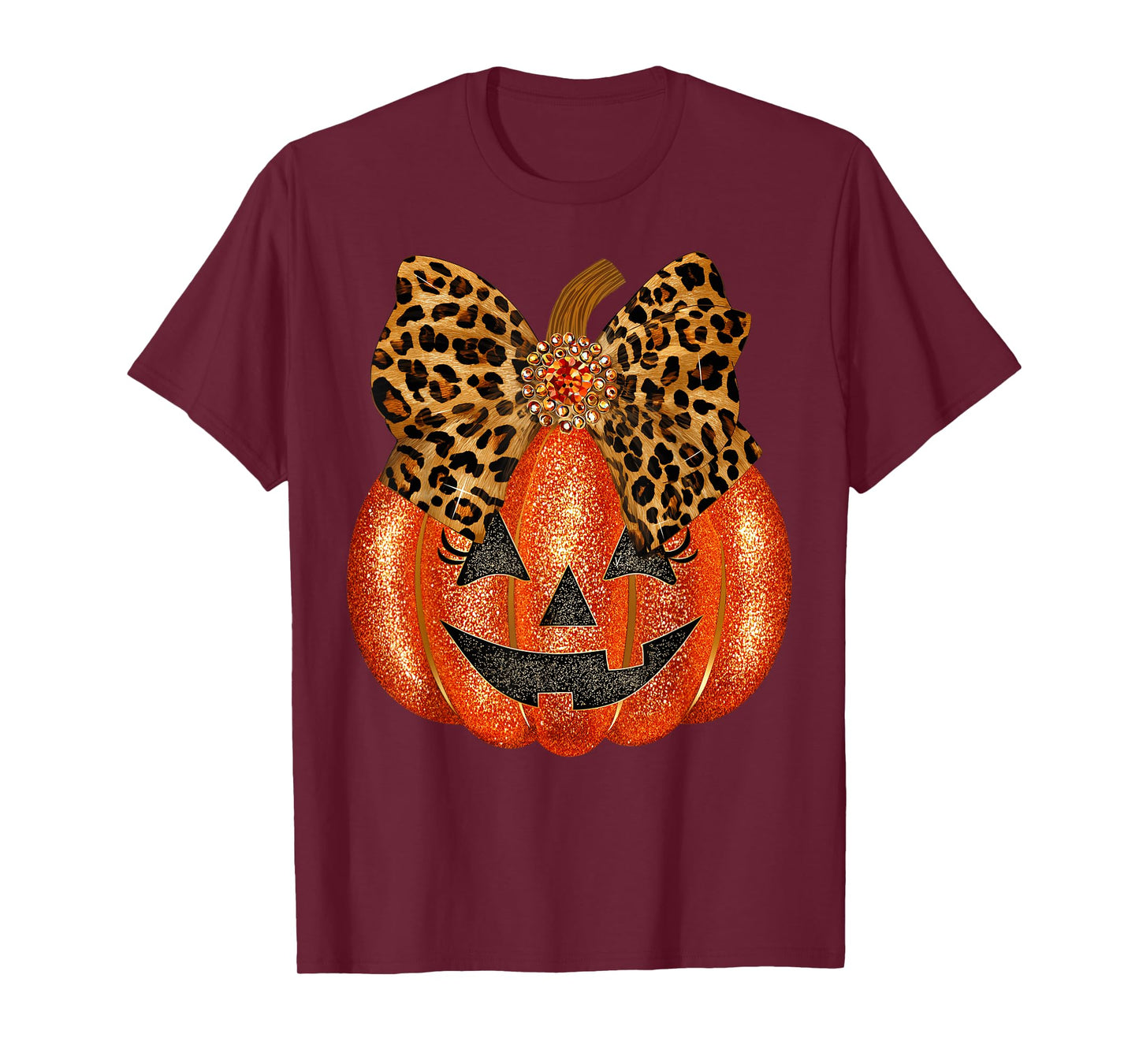 Coquette Leopard Bow Pumpkin Thanksgiving Fall Women Girl T-Shirt