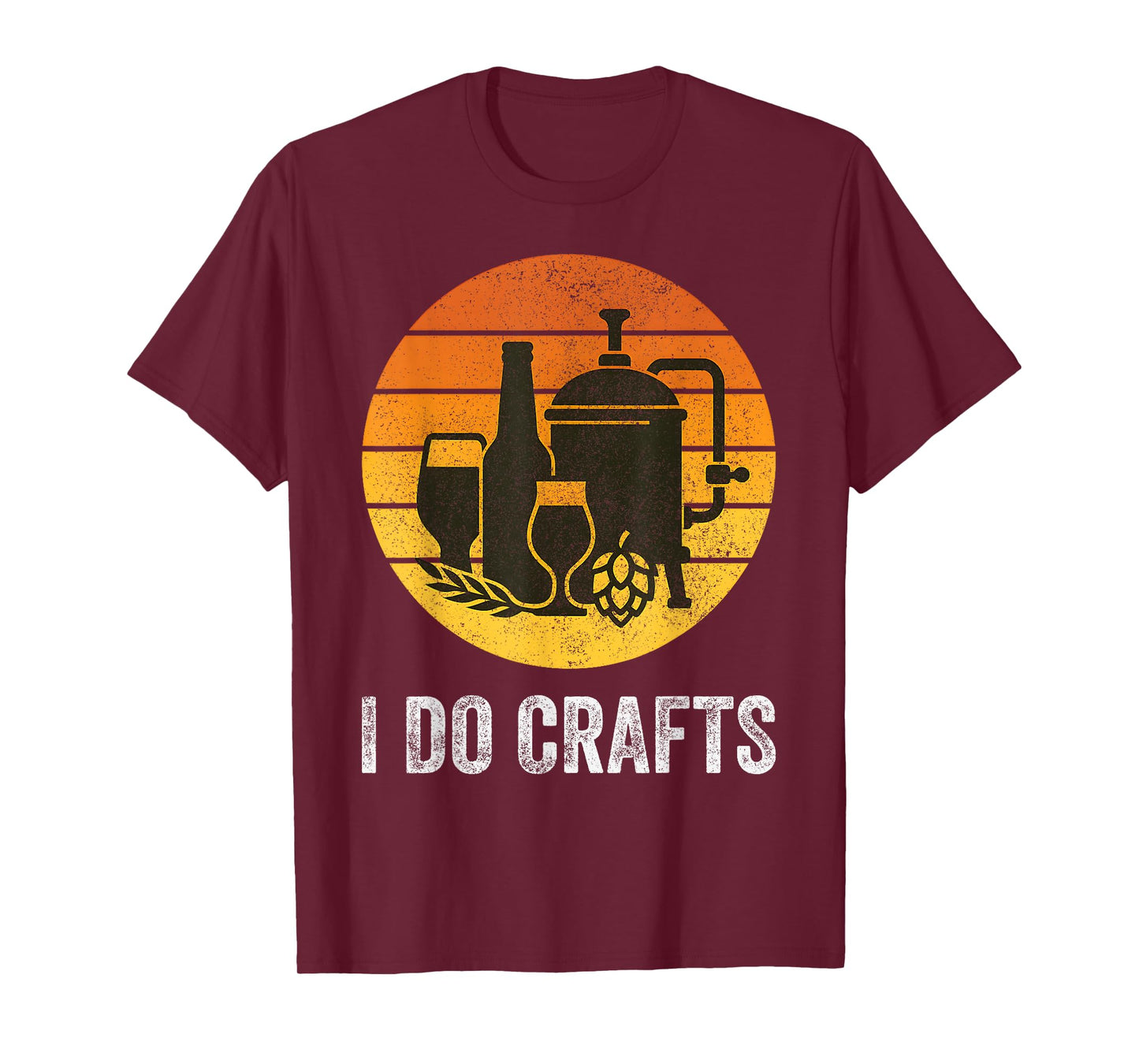 Home Brewing Retro Sunset Silhouette I Do Crafts T-Shirt
