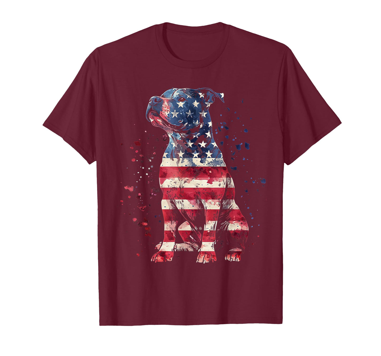 Patriotic Pitbull American Flag 4th of July Dog Pitbull Dad T-Shirt