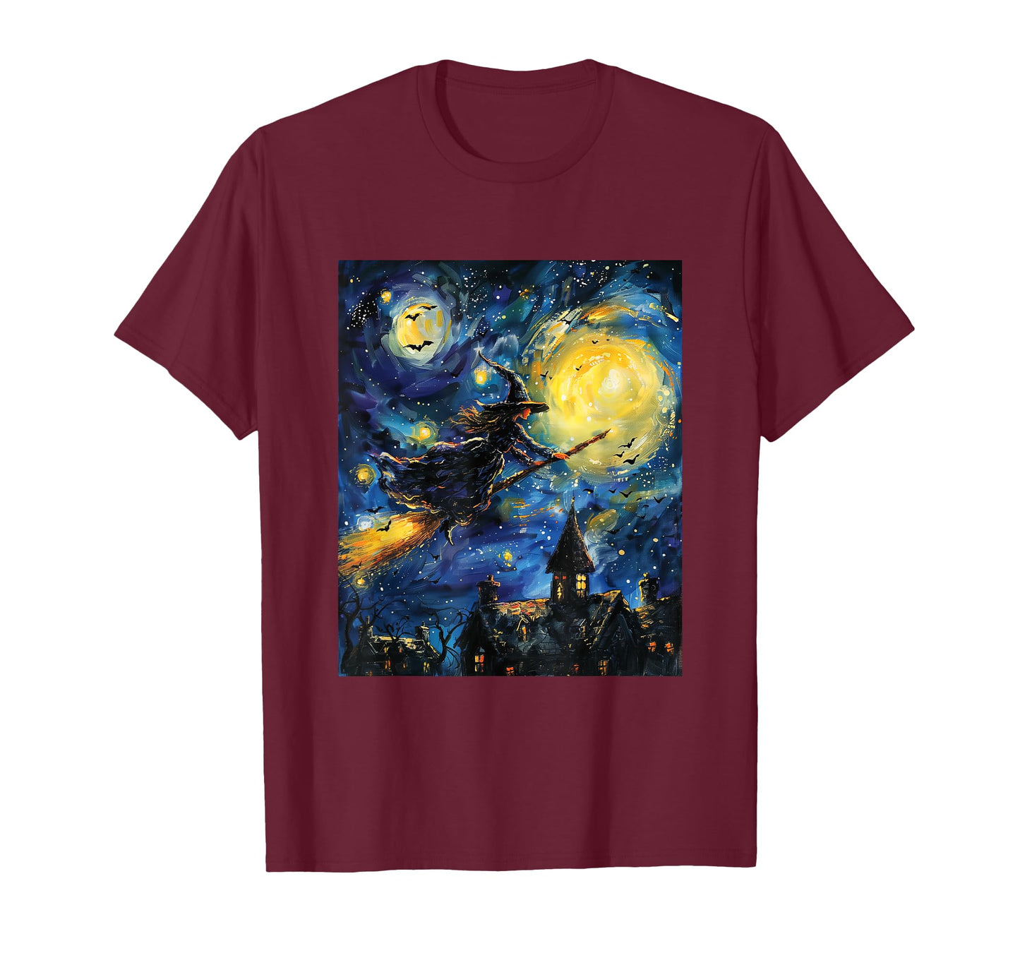 Witch Halloween - Van Gogh Style - Starry Night T-Shirt