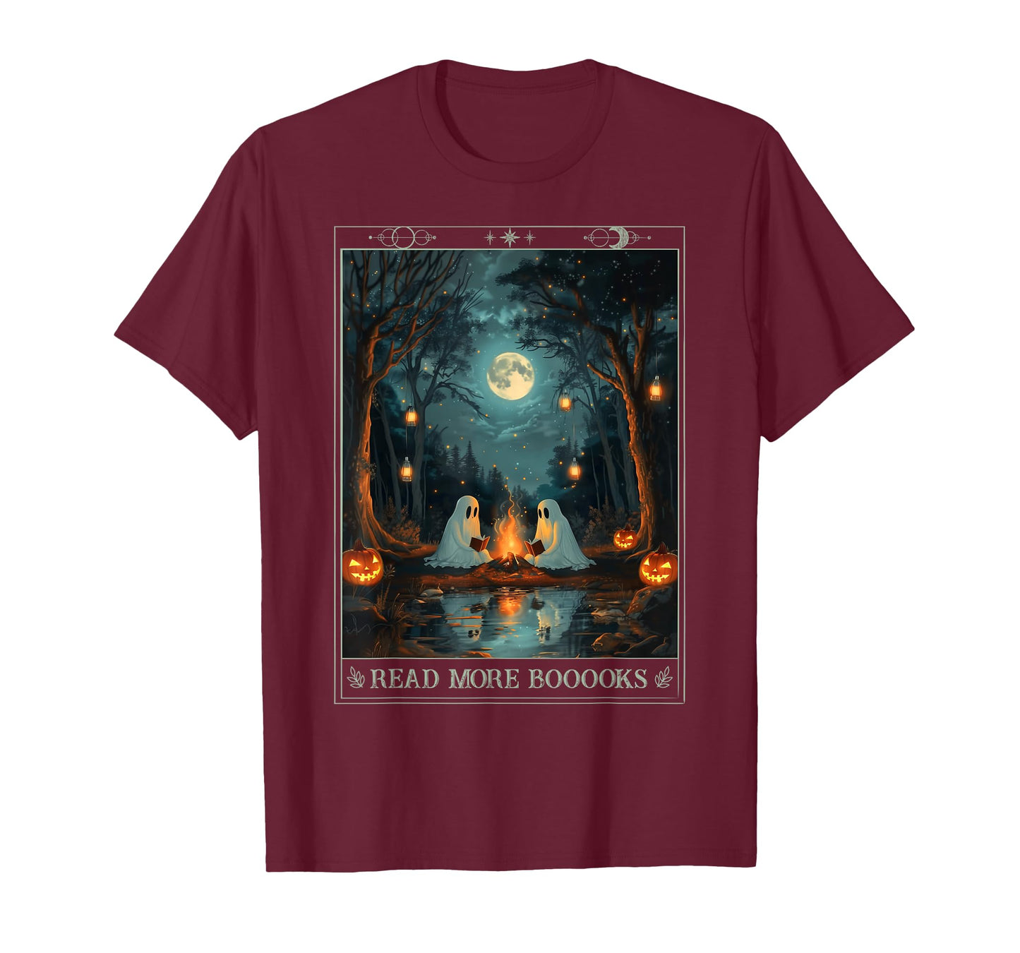 Read More Books Cute Spooky Ghost Reading Book Tarot Card T-Shirt