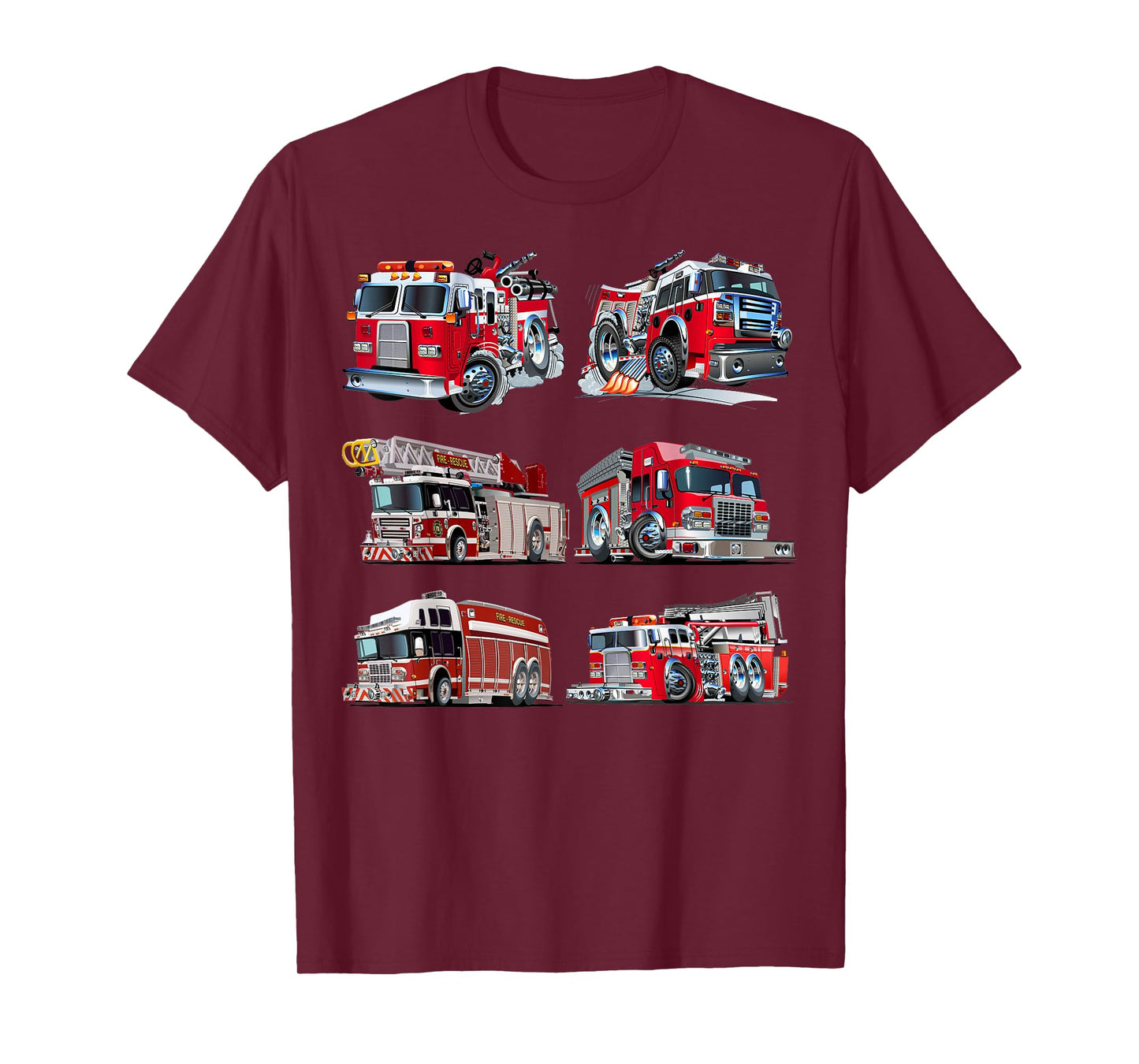 Types of Fire Truck Boy Toddler Kids Firefighter Xmas T-Shirt