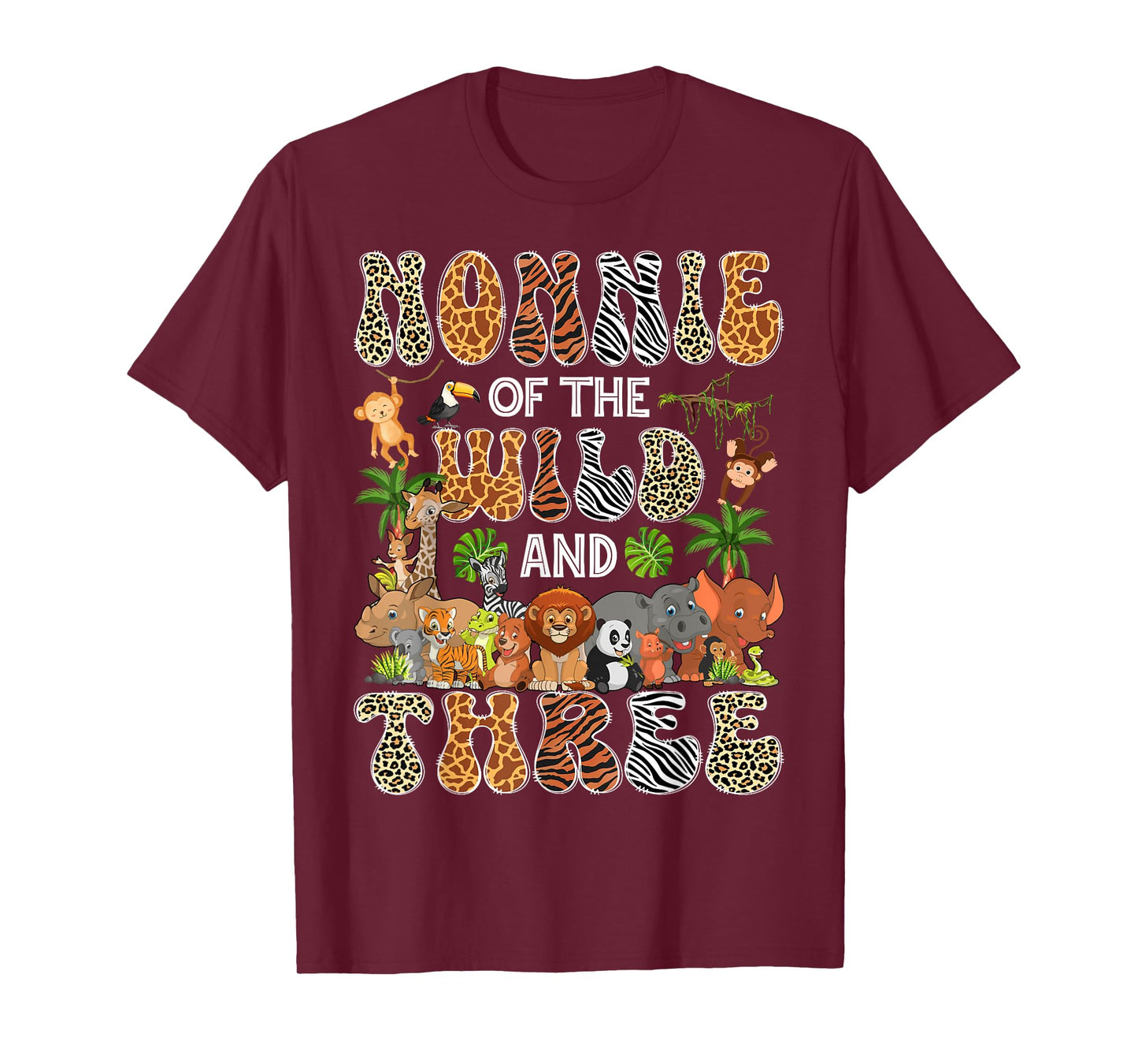 Nonnie Of The Wild And Three 3Rd Birthday Boy Safari Jungle T-Shirt