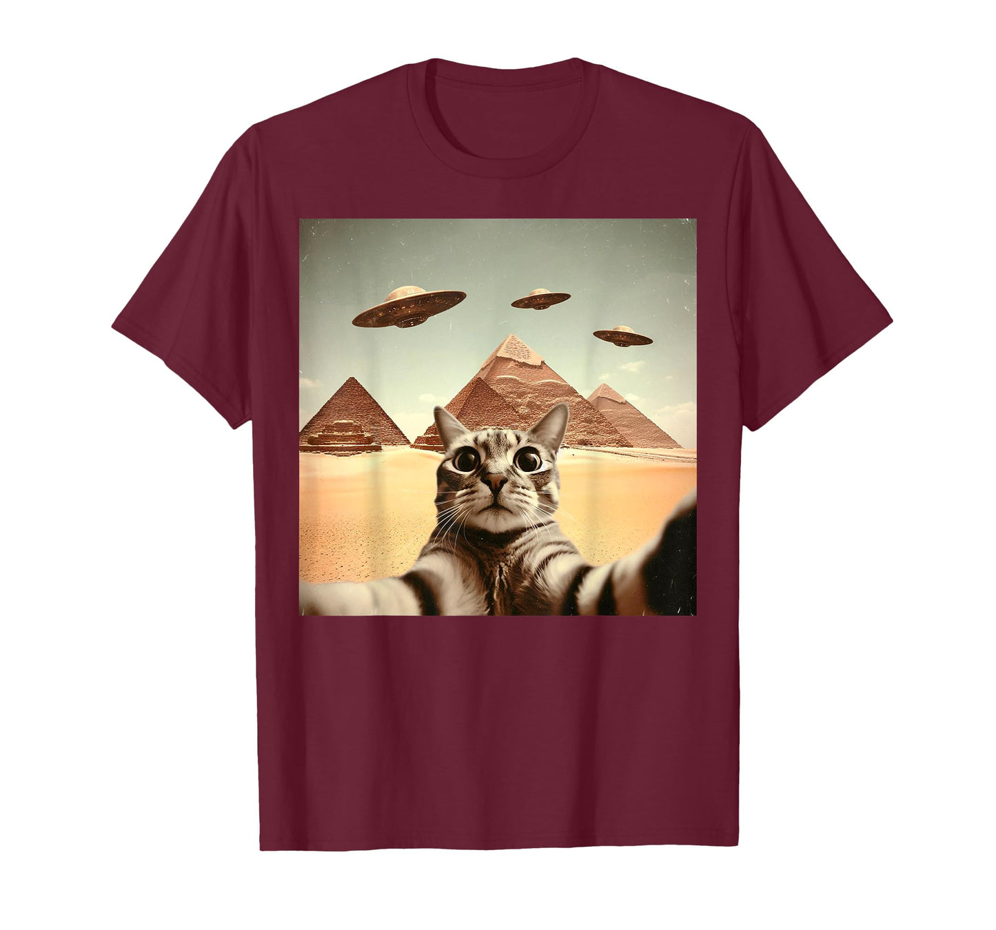 Cat Selfie With Alien UFO Funny Cat Gifts For Men Women Kid T-Shirt