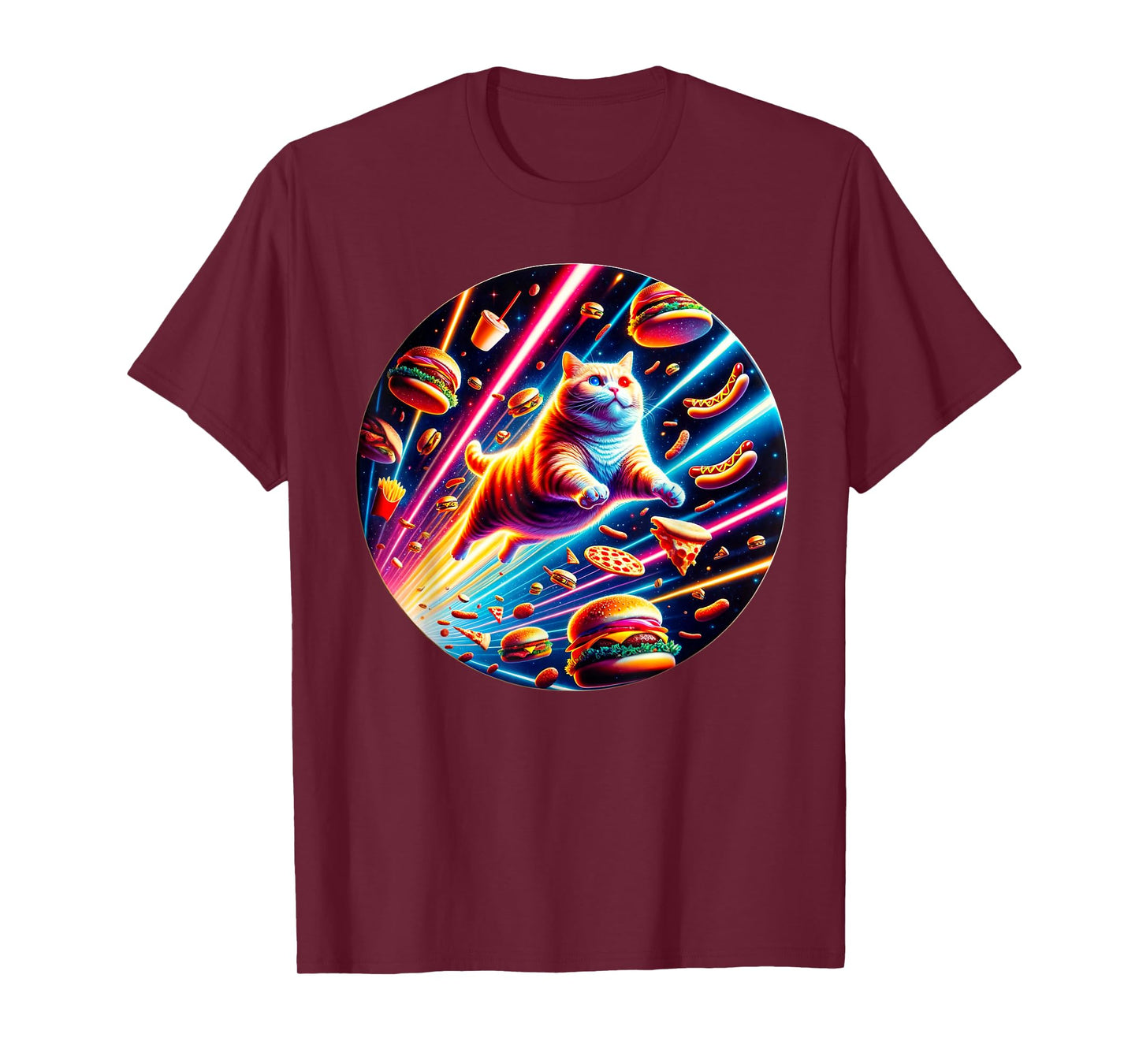 Outer Space Pizza Cat Rainbow Laser Taco Hot Dog Burrito T-Shirt