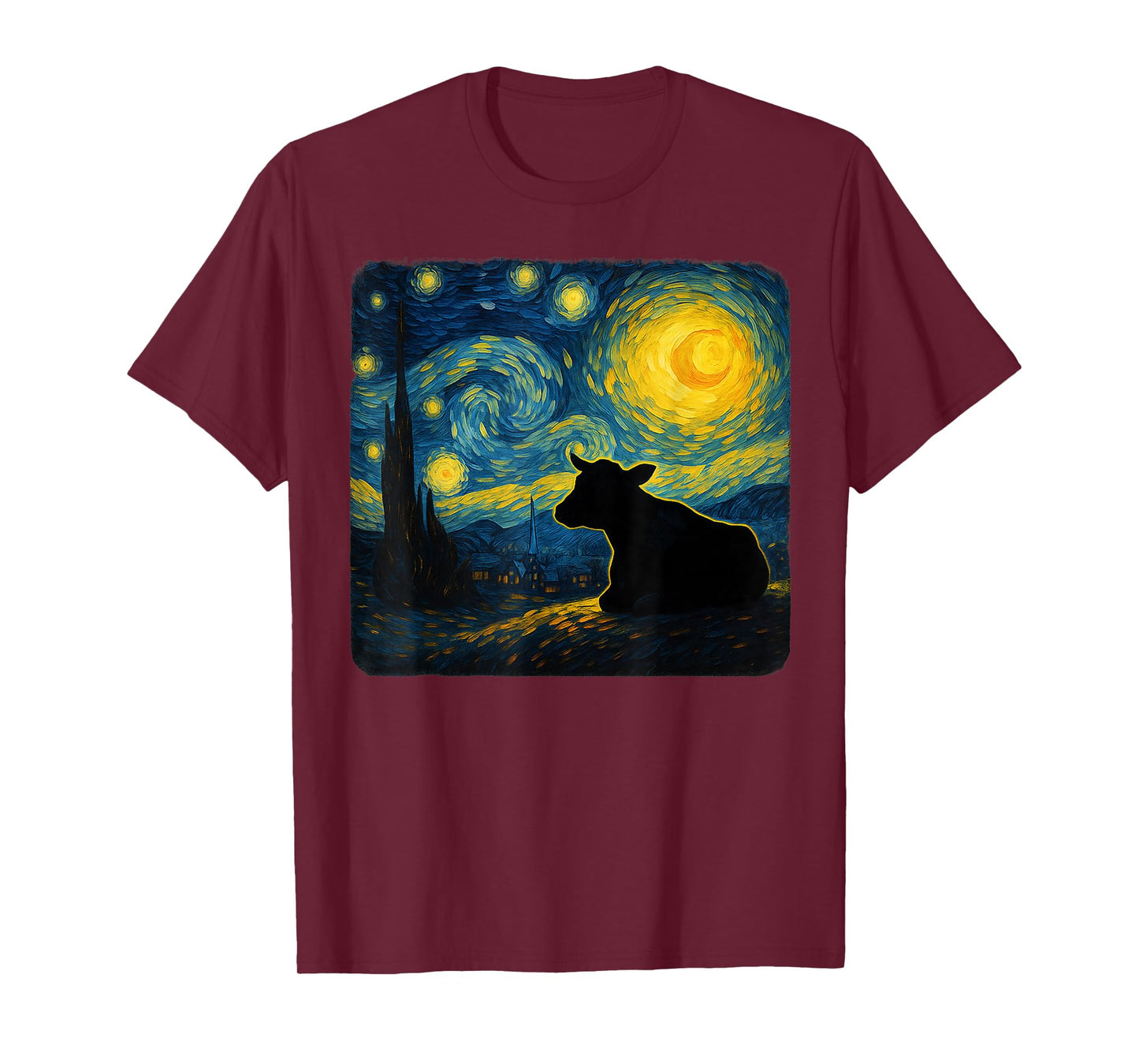 Starry Night Van Gogh Farmer Farm Cow Funny Graphic T-Shirt