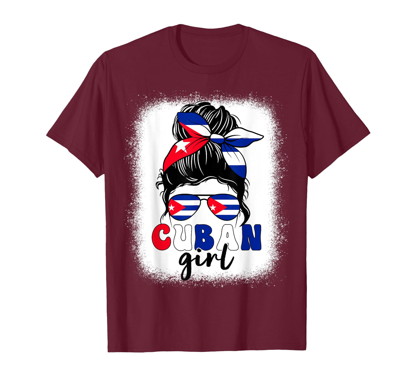 Cuban Girl Messy Bun Cuba Pride Patriotic Womens Kids T-Shirt