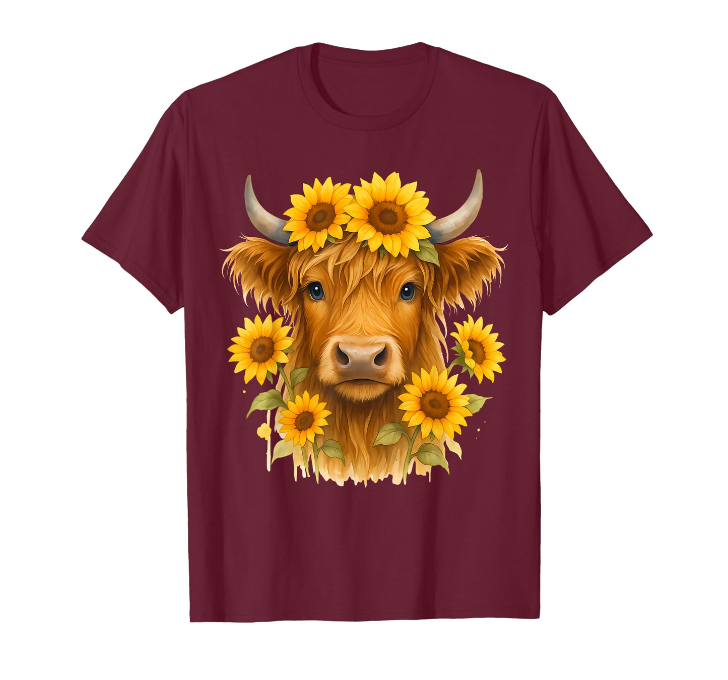 Scottish Highland Cow Sunflowers Heifer Country Farmer Girl T-Shirt