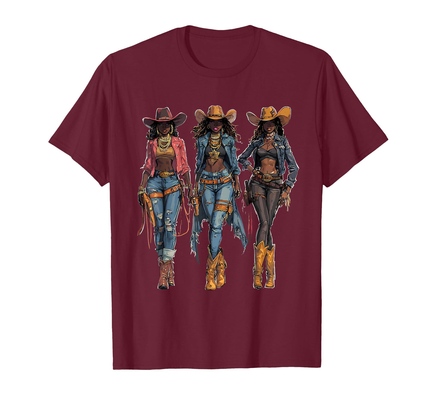 Black African American Cowgirl Western Country Texas Rodeo T-Shirt