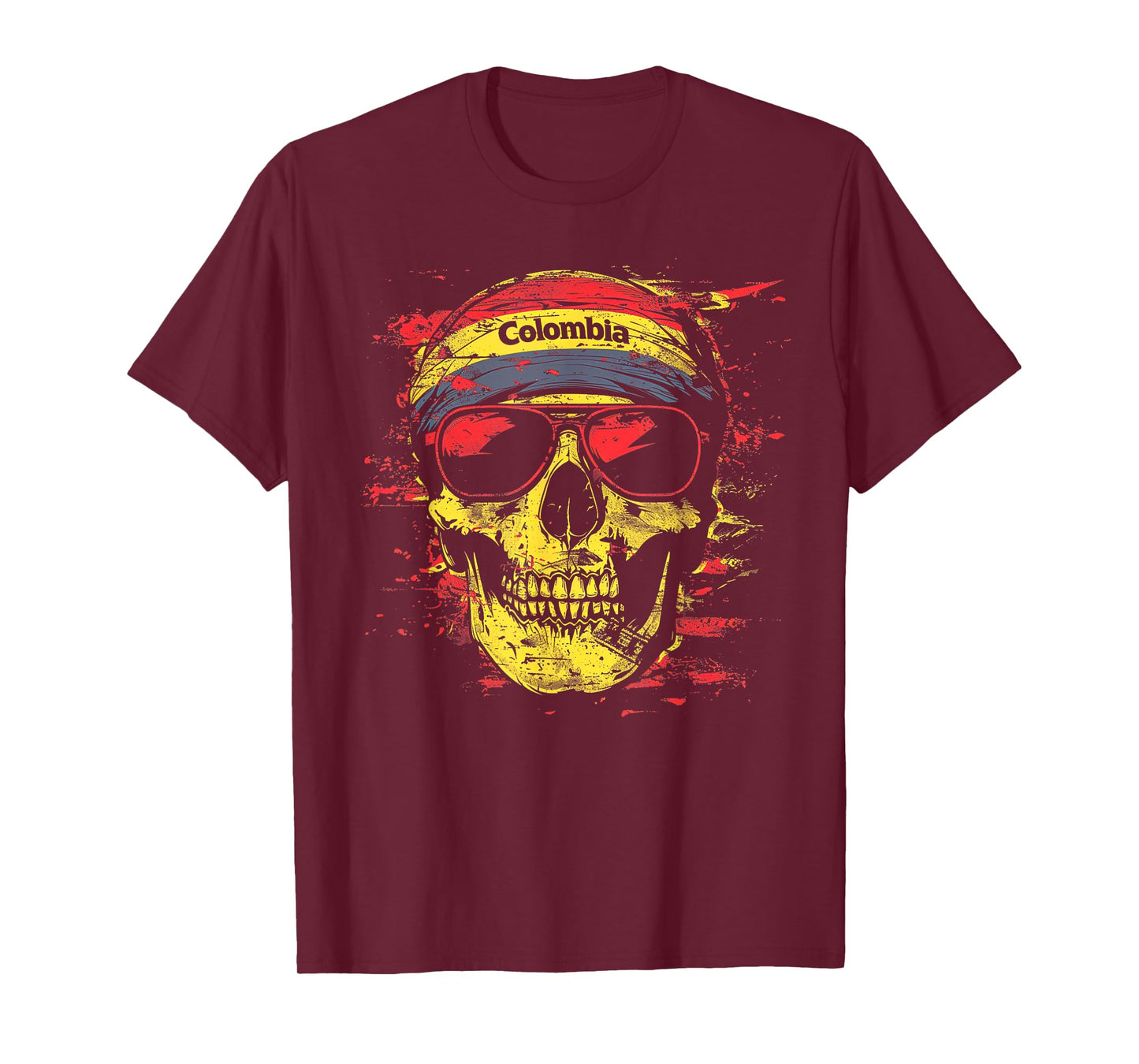 Colombian Colombia Flag - Skull Skeleton Vintage Country T-Shirt