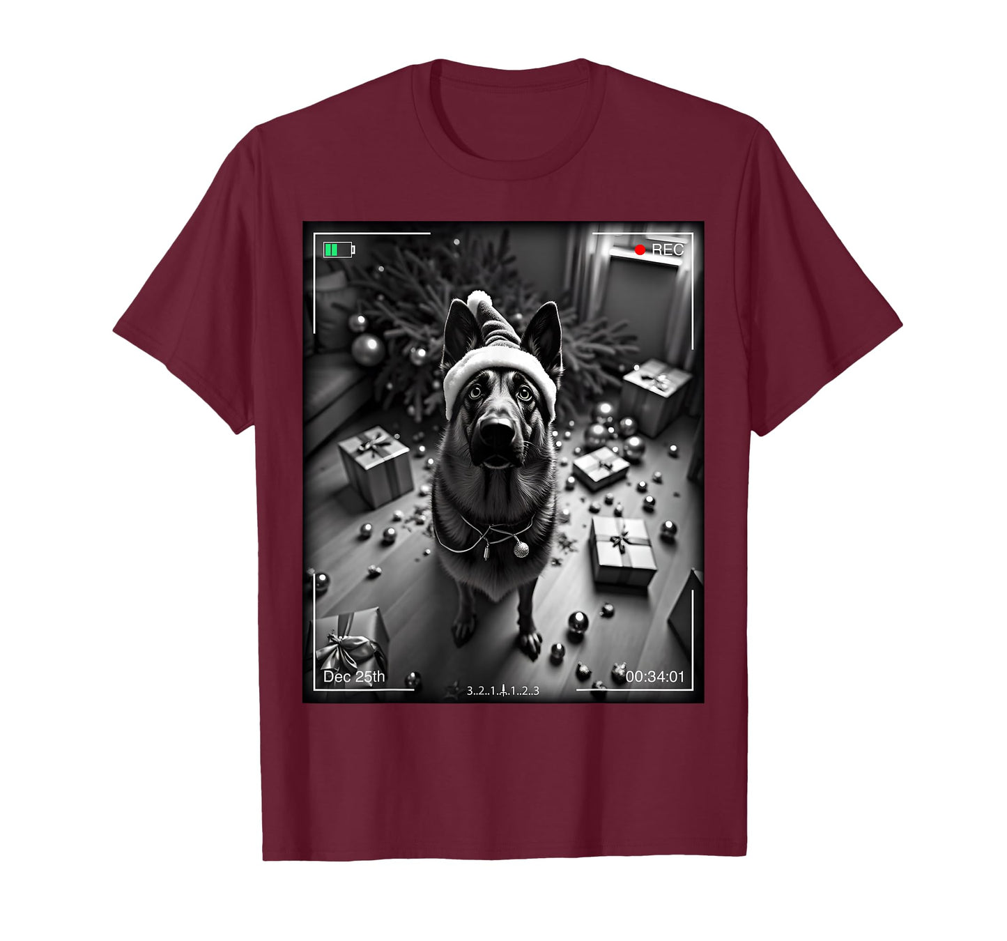 Christmas German Shepherd Caught On Camera T-Shirt