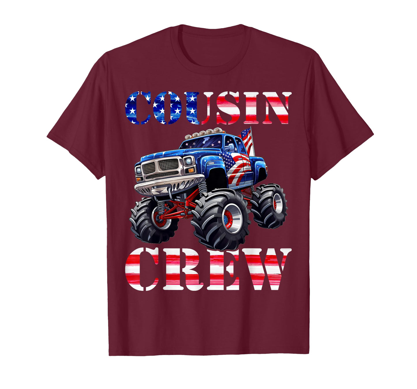 Cousin Crew 4th of July Monster Truck USA Flag Patriotic T-Shirt