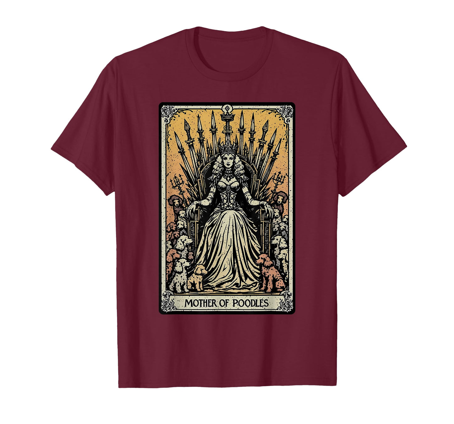 Poodle Dog Mom Tarot Card Skeleton Mama Witchy Mothers Day T-Shirt