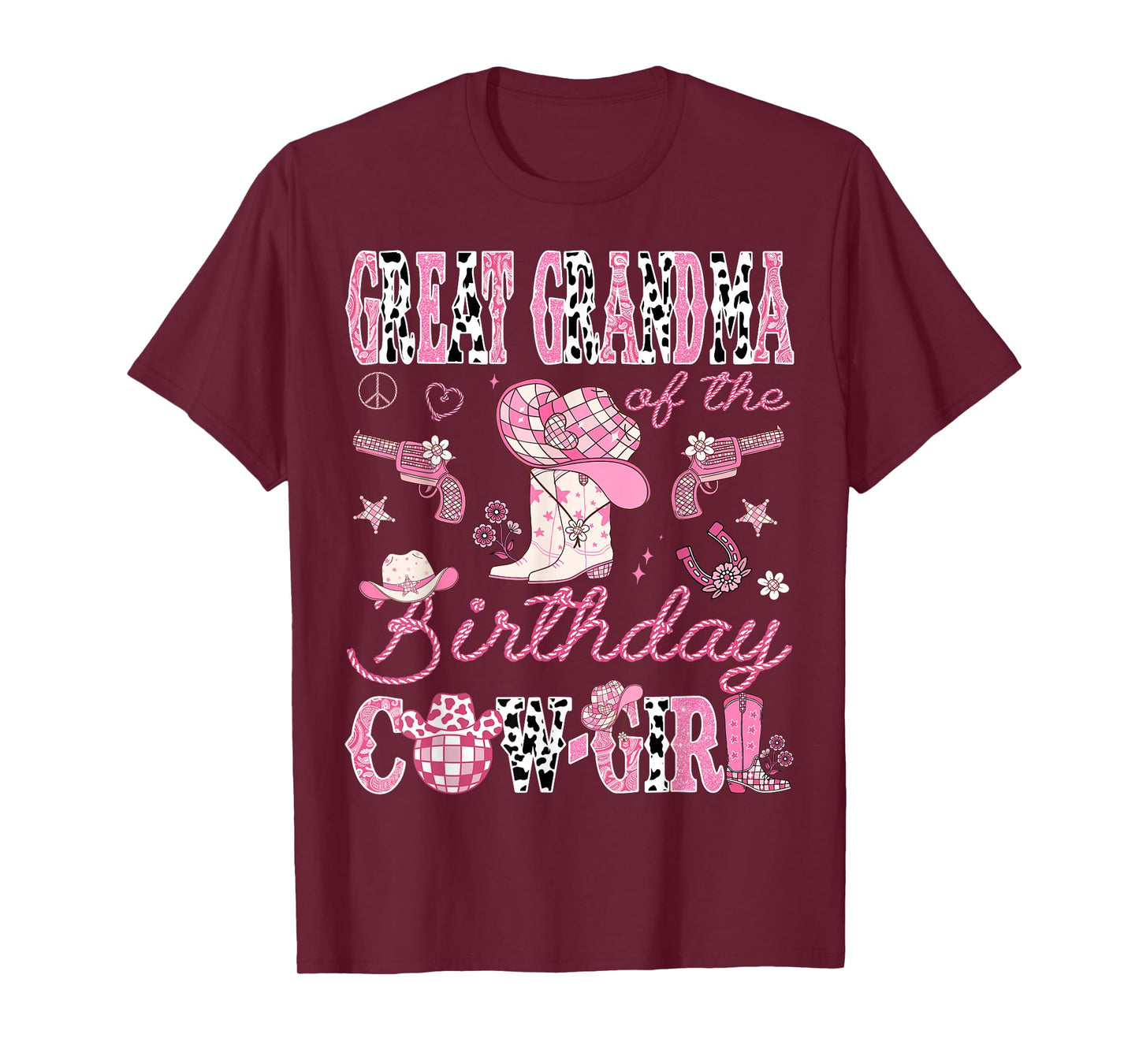 Great Grandma Of The Birthday CowGirl Pink Rodeo Grandma T-Shirt