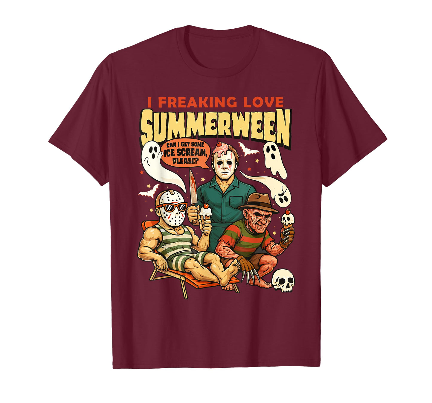 I Freaking Love Summerween Funny Ghost Summer Halloween T-Shirt